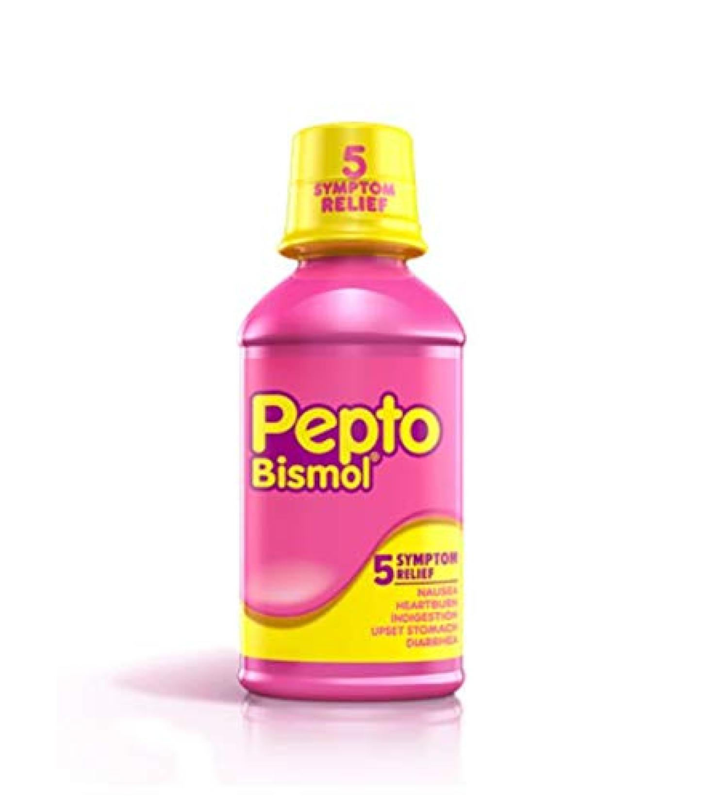 Pepto-Bismol Original Liquid 5 Symptom Medicine - Including Upset Stomach & Diarrhea Relief 8-Ounces - Packaging May Vary (OLD)