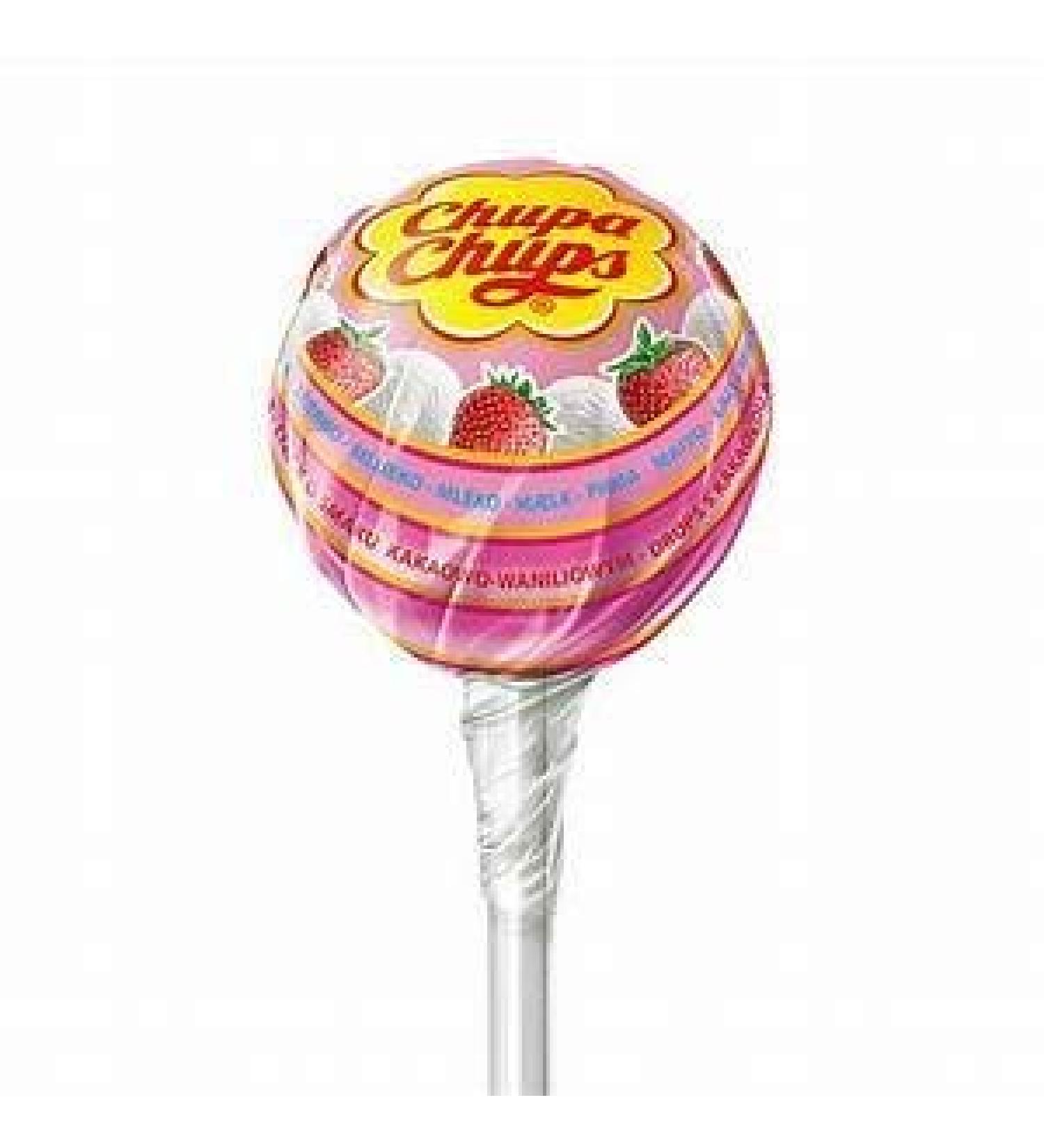 100 x Strawberry and Cream Chupa Chups Lollypops Ideal Party Bag Filler Pinata Prize Easter Egg Hunt Prizes.