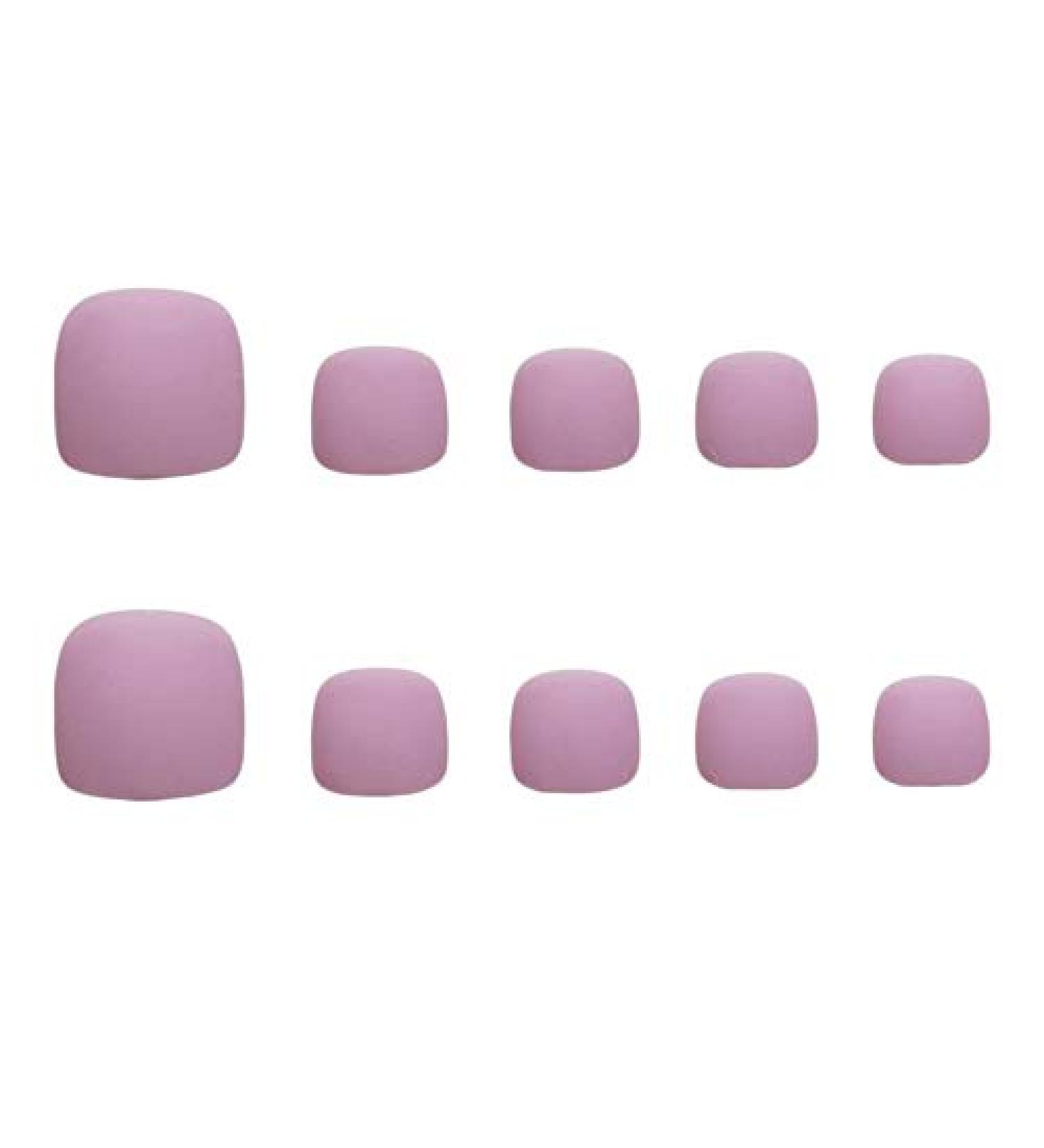 24pcs French Matte Fake Toenails for Women Short False Toenails with Full Cover Design Sticker On Toe Nail Artificial Toenails Glue On Toe Nails for Women Pink - Buy Online on GoSupps.com