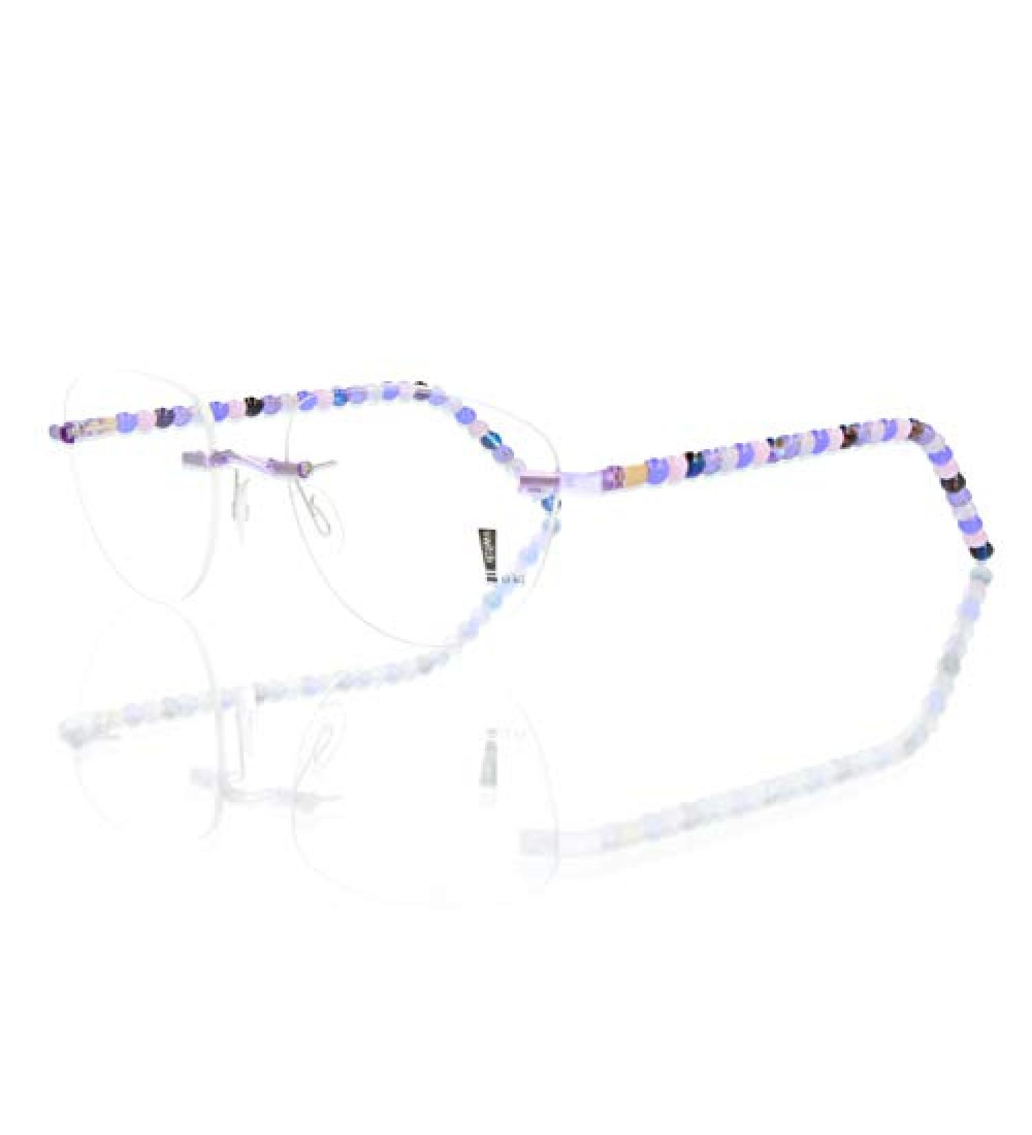switch it set Combi 2462 interchangeable temples in the color light gold acetate beads violet-lilac-havana-pink clear