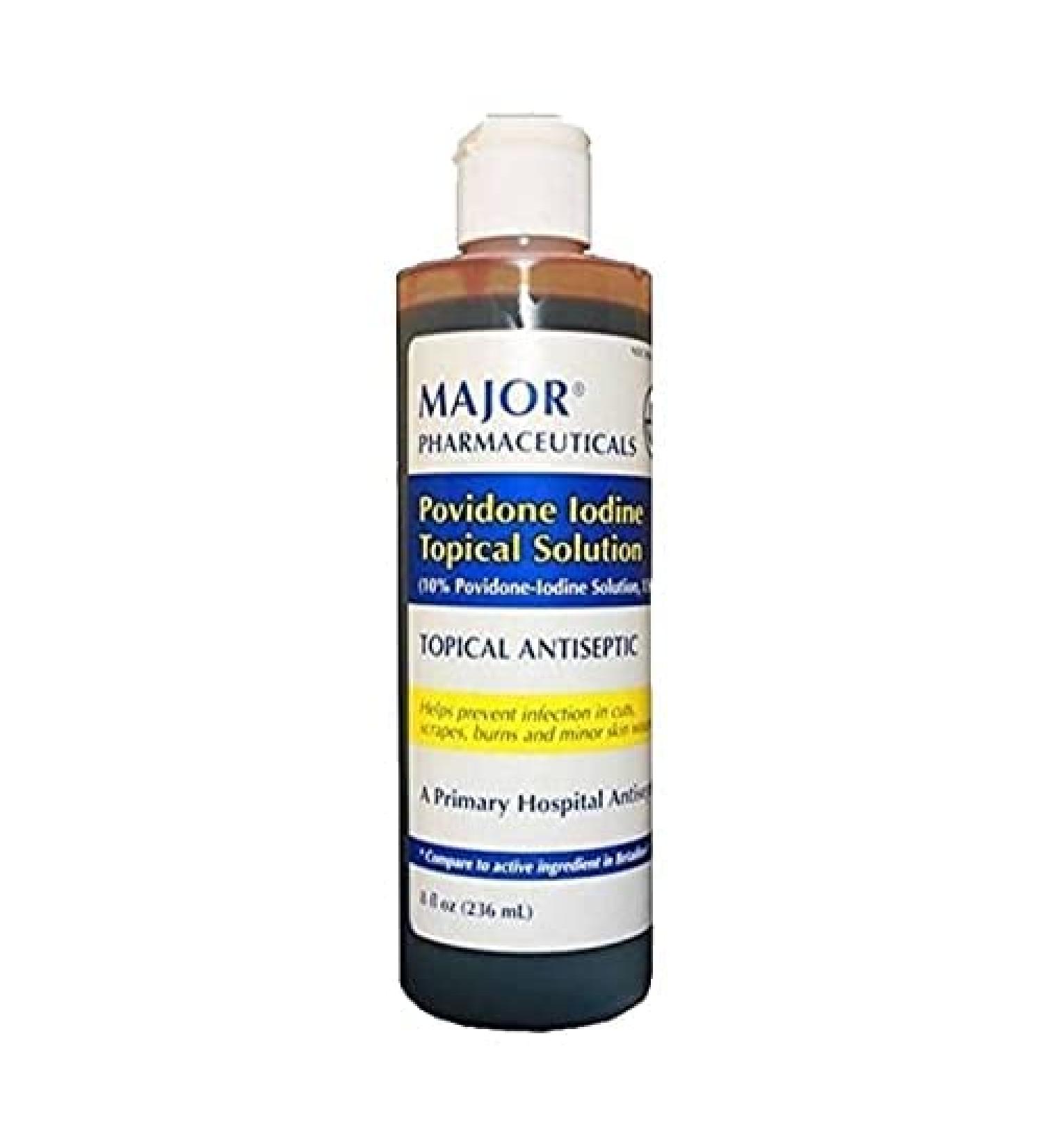 Major Povidone Iodine 10% Unflavored Solution, 8 Fl Oz