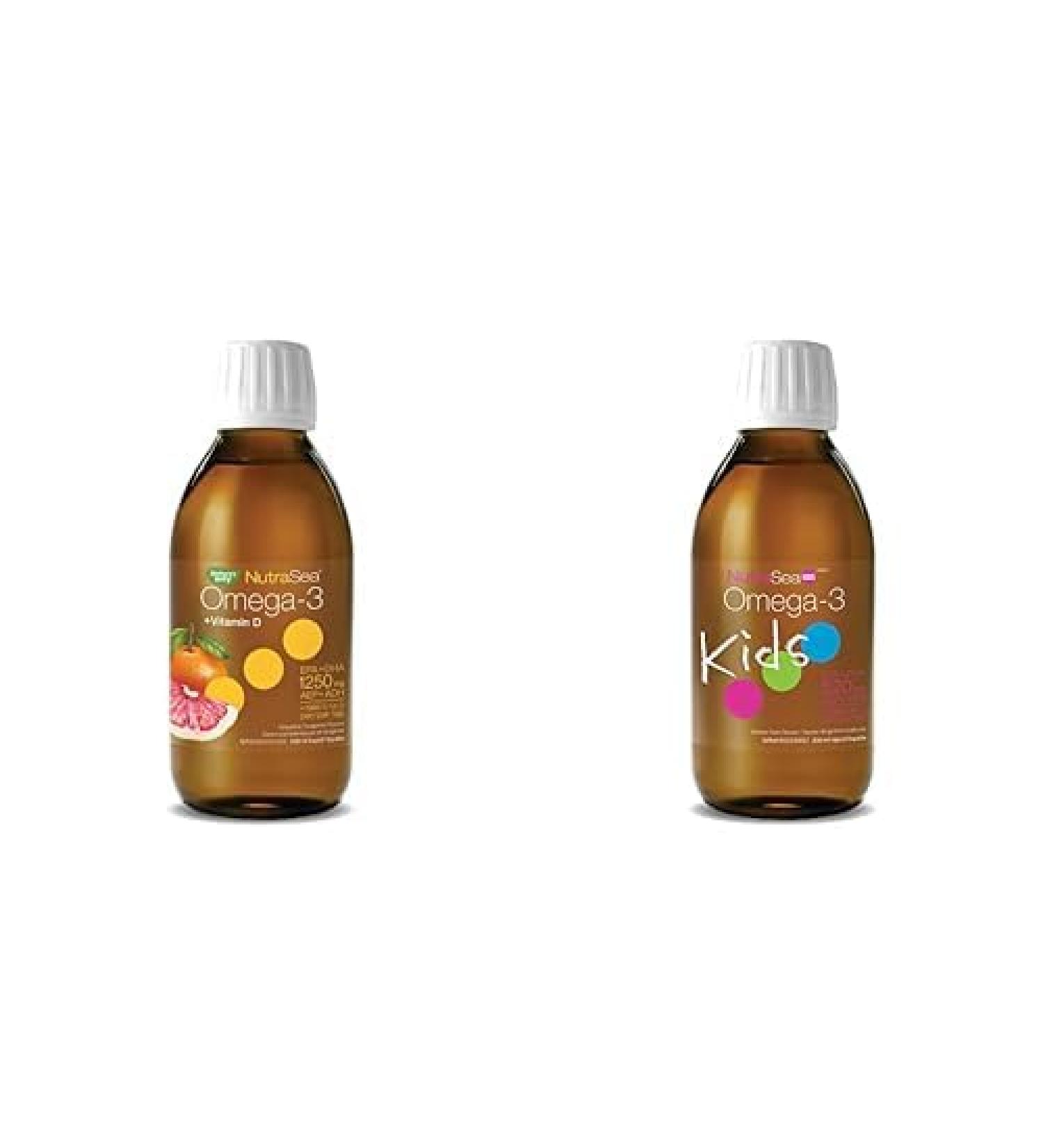 Nature's Way NutraSea Omega-3 and Vitamin D Supplement Fish Oil and Kids Omega 3 Bubblegum Supplement for Healthy Heart Brain and Eyes Development Strong Bones and Teeth & Immune System Support
