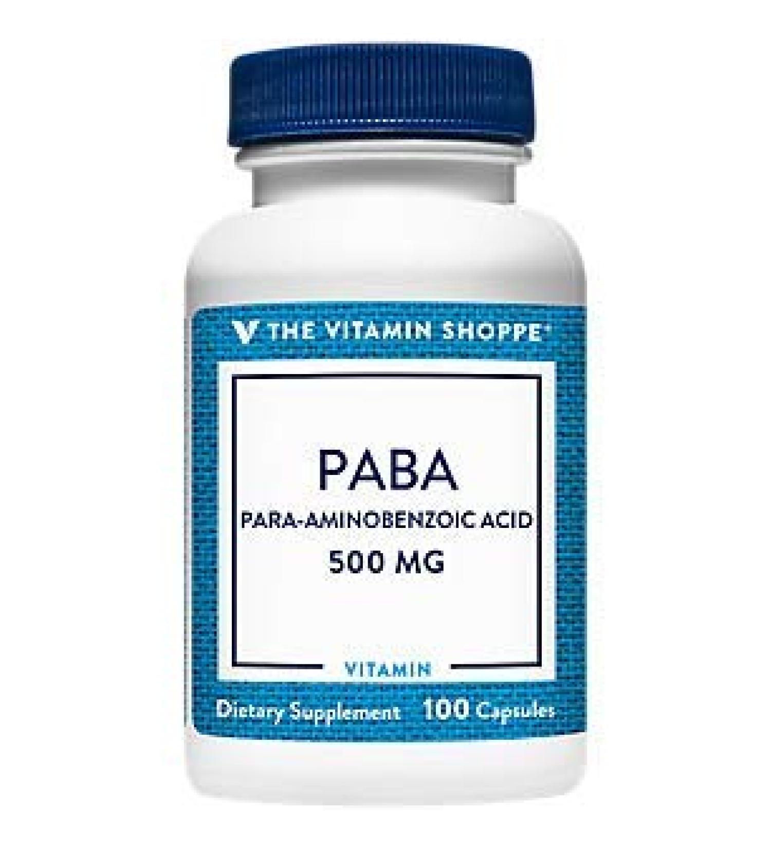 Vitamin Shoppe PABA 500MG - Antioxidant for Skin Health (100 Capsules) - Buy Online on GoSupps.com
