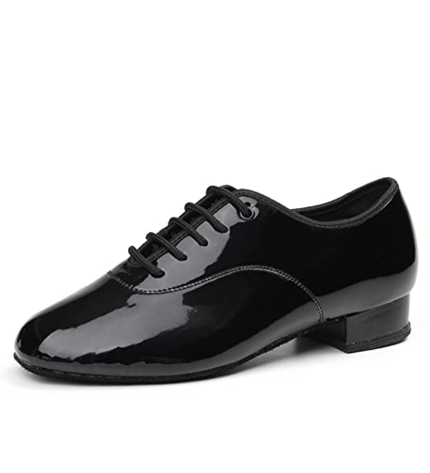 SWDZM Men Latin Dance Shoes - Black Leather Lace-up Salsa Tango Ballroom - Professional Performance Practice Shoes - 2.5cm Heel - Buy Online on GoSupps.com