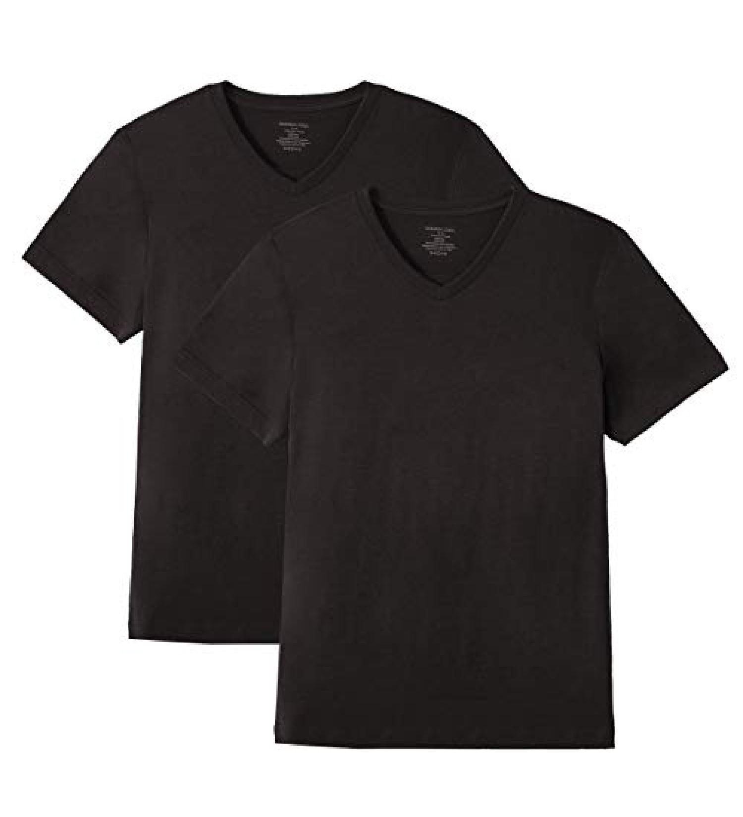 Men's Bamboo Cool Solid Short Sleeve V-Neck T-Shirt 2-Pack Black XL - Buy Online on GoSupps.com