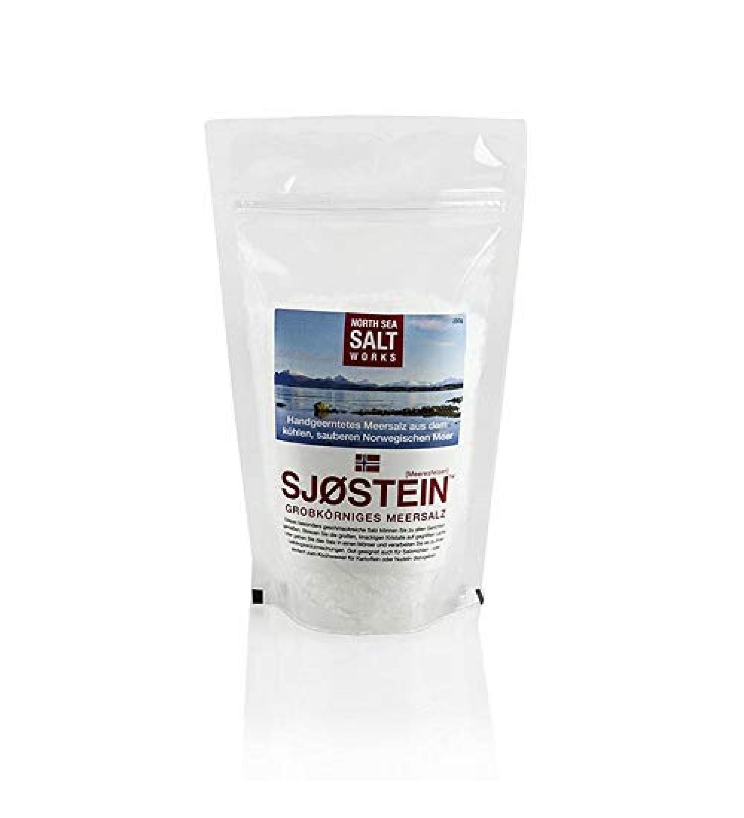GREAT BRITISH TRADING LIMITED North Sea Salt Works SJ STEIN coarse sea salt from Norway 250 g
