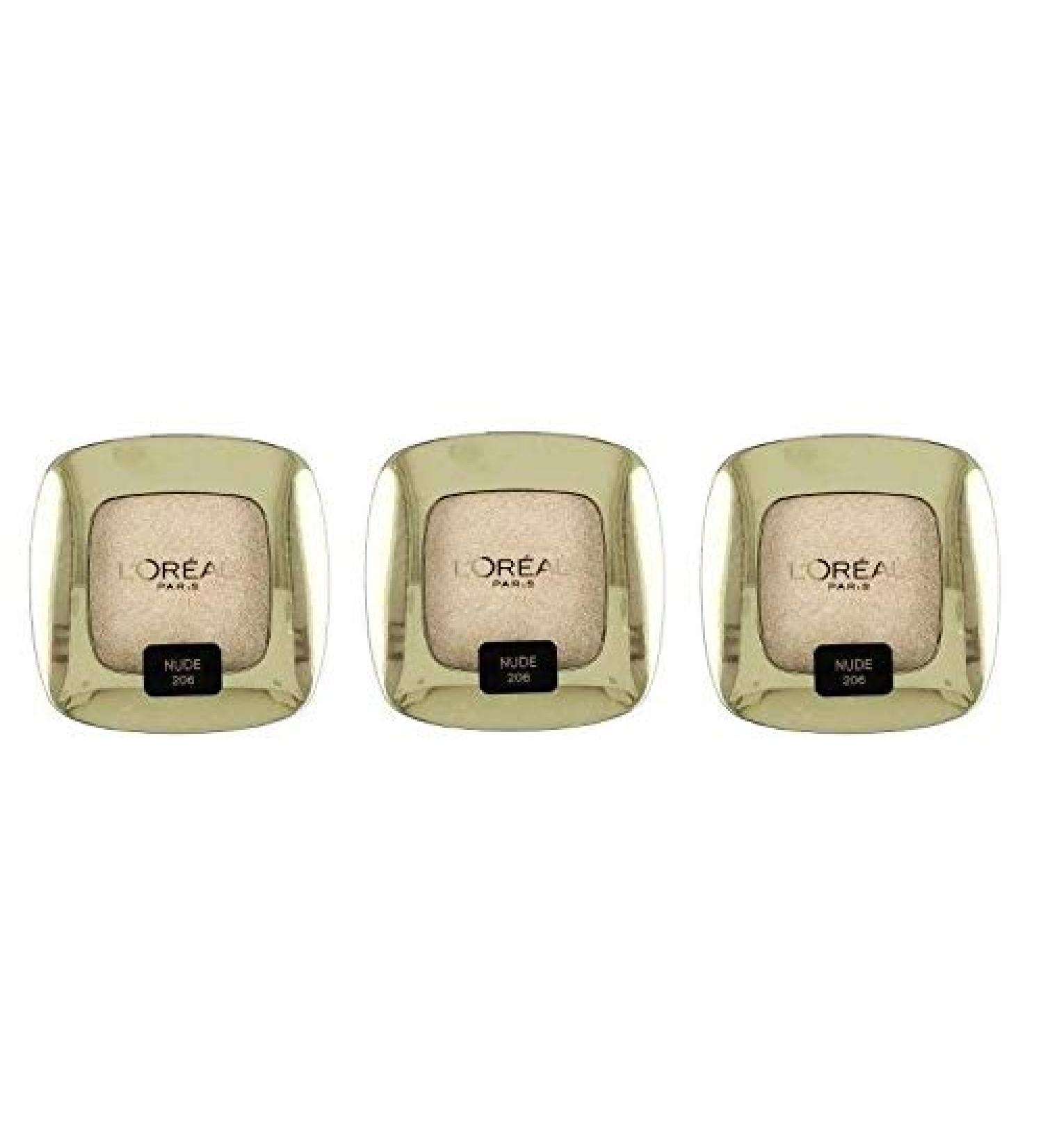 3x Loreal Paris Color Riche L ombre Pure Mono-Eyeshadow No. 206 Little Beige Dress Color: Nude/Champagne