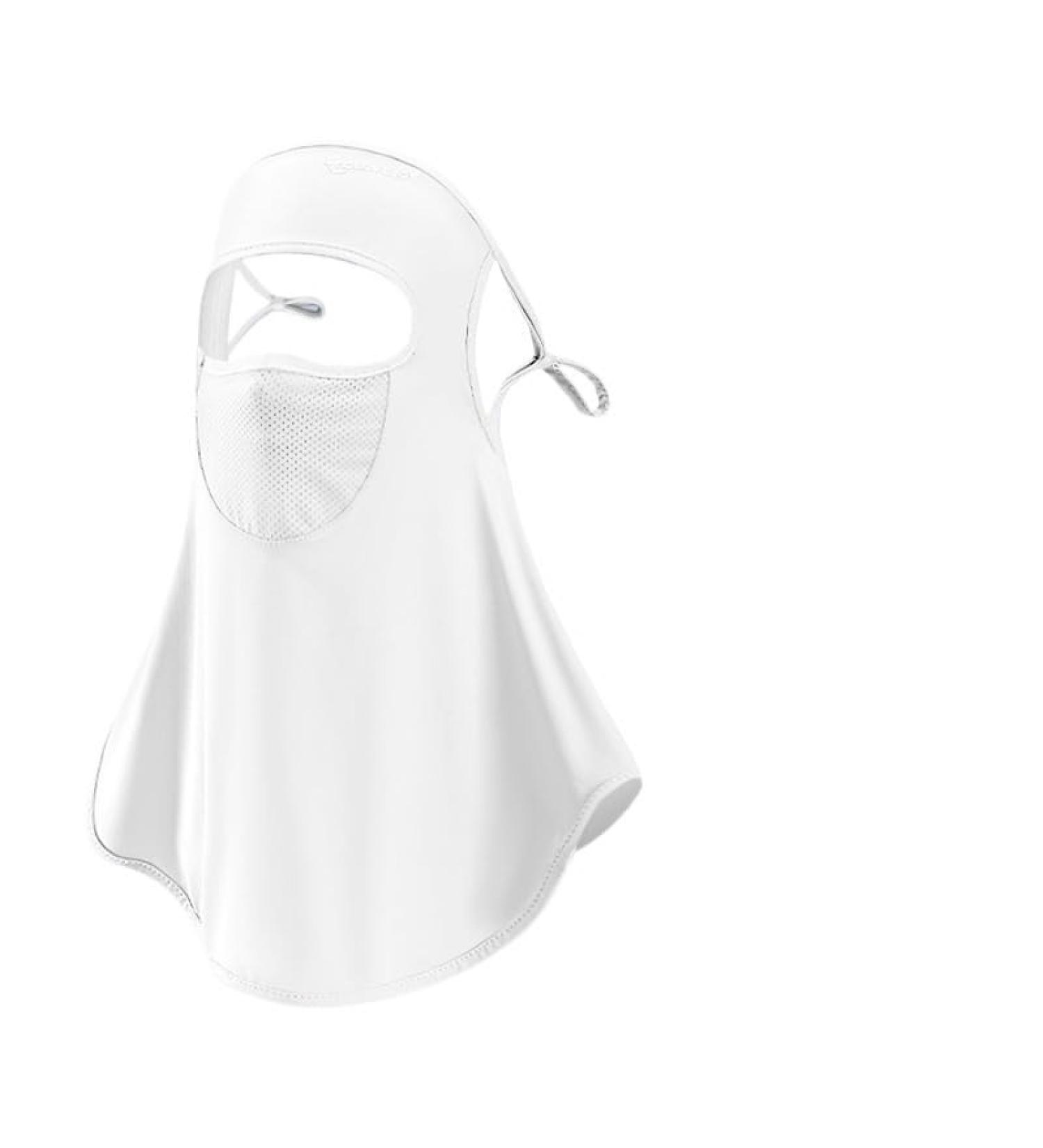NAERTFD Sun Protection Mask for Women | Breathable Full Face UV Shield | Outdoor Sports & Summer Use - White Long Hood - Buy Online on GoSupps.com