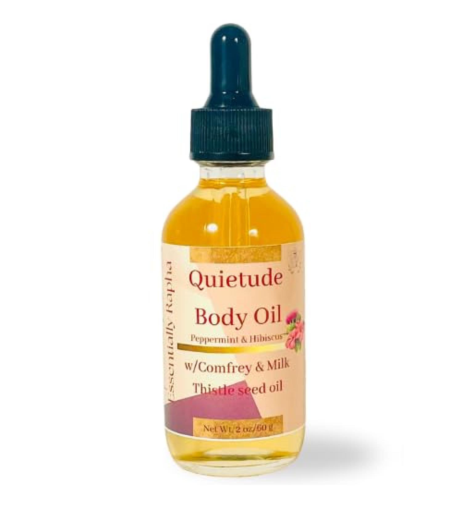 Essentially Rapha Quietude Body OIl - Calming Moisturizing and Long Lasting with Hibiscus Comfrey Oil and Bamboo Extract - Floral Scented Hydrating Oil For Soft and Glowing Skin 2 oz - Buy Online on GoSupps.com
