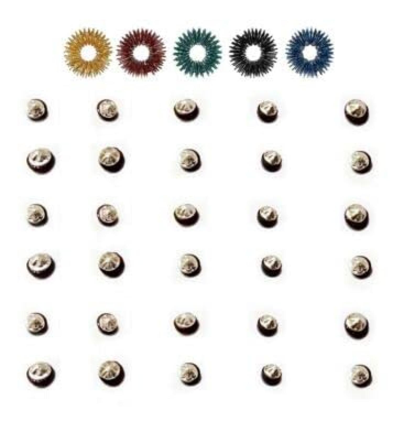 Buy HPS Sujok Therapy Star Magnets & Acupressure Rings Set | 30 Round Magnets + 5 Massage Rings - International Shipping - Buy Online on GoSupps.com