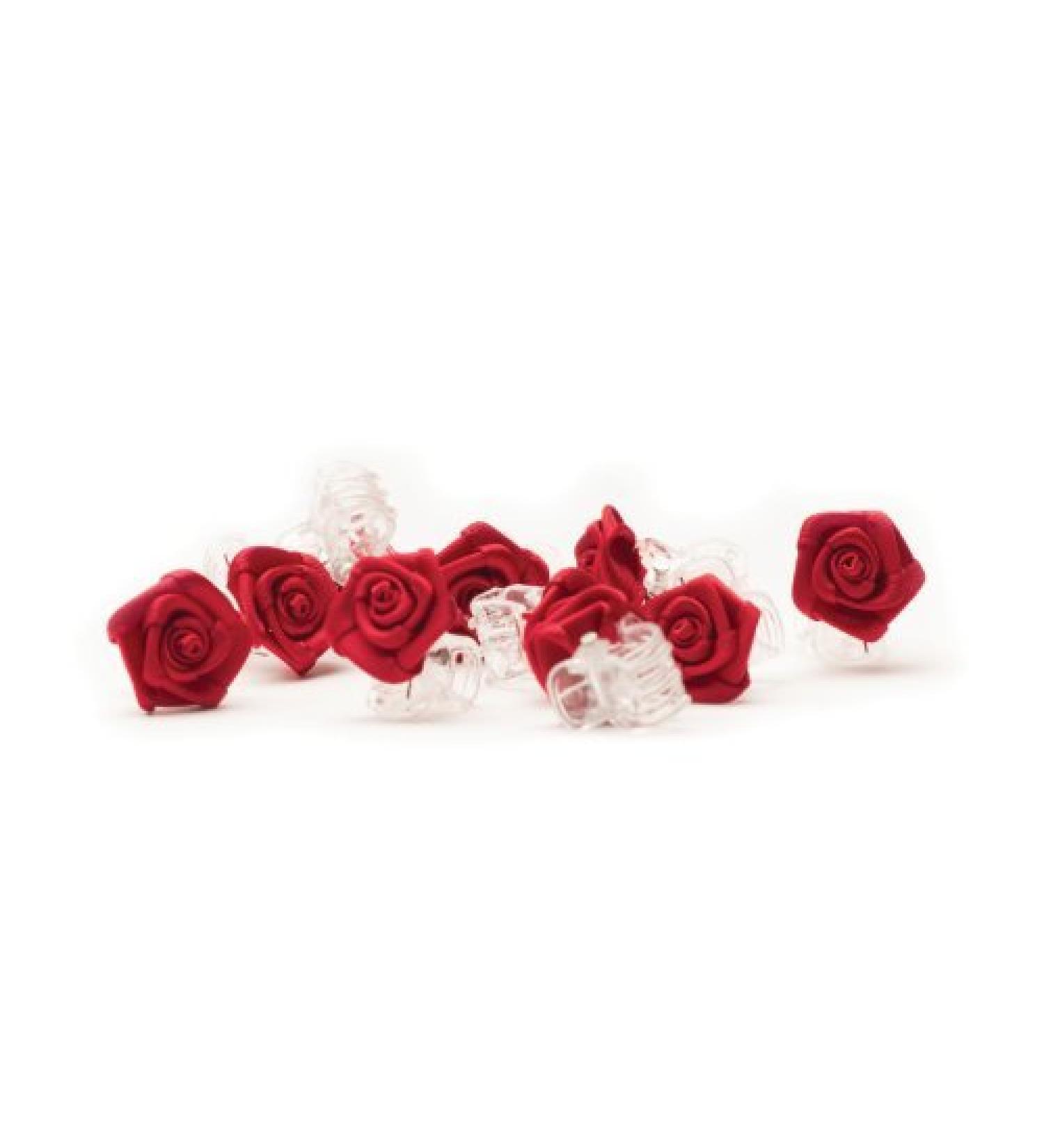5 x roses on hair clip - bridal hair accessories - rose hair clips - burgundy red 5 pieces (1 pack) Bordeaux Red