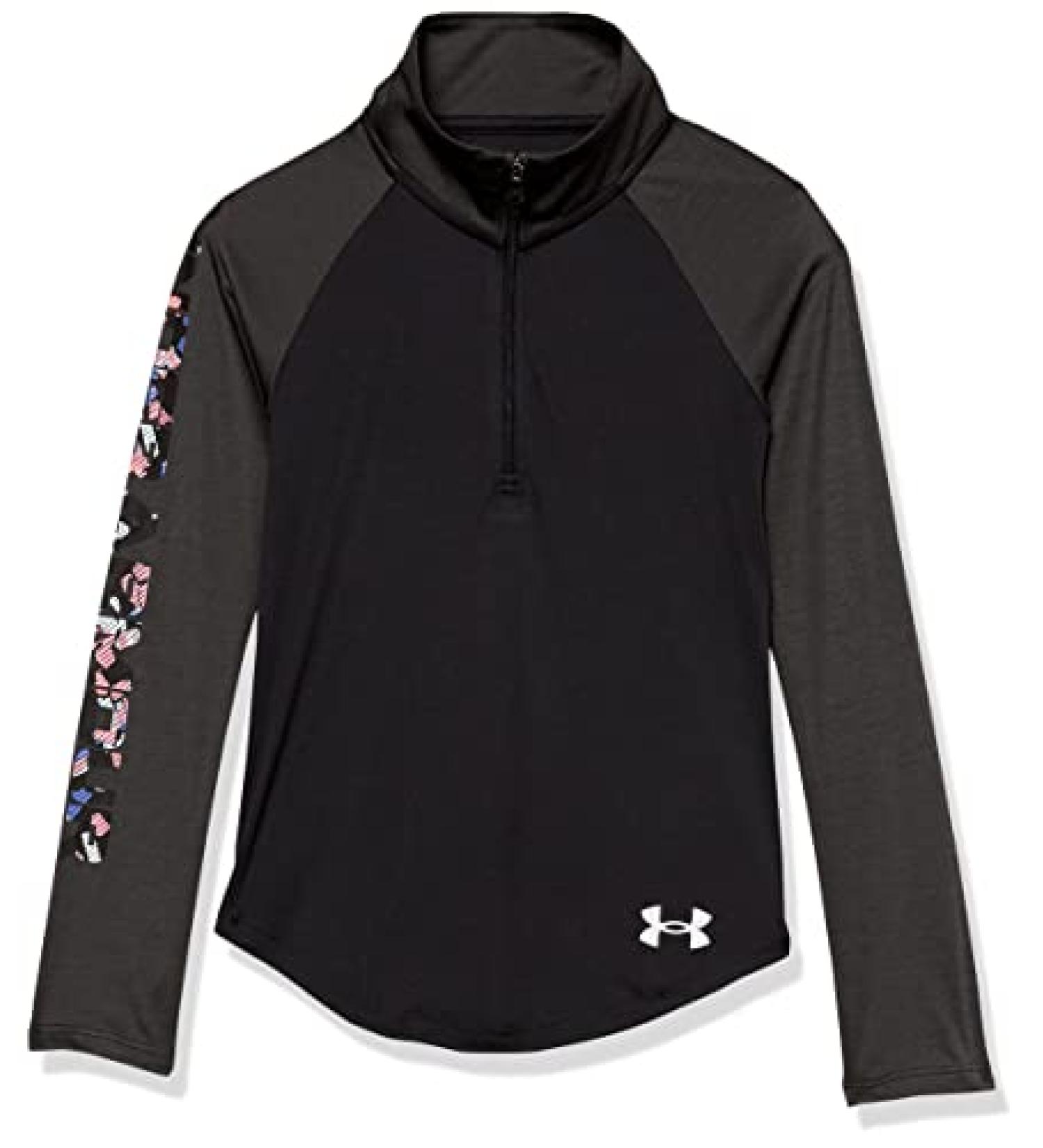 Under Armour Girls' Tech Graphic Half-Zip T-Shirt - Black/White, X-Small - Buy Online on GoSupps.com