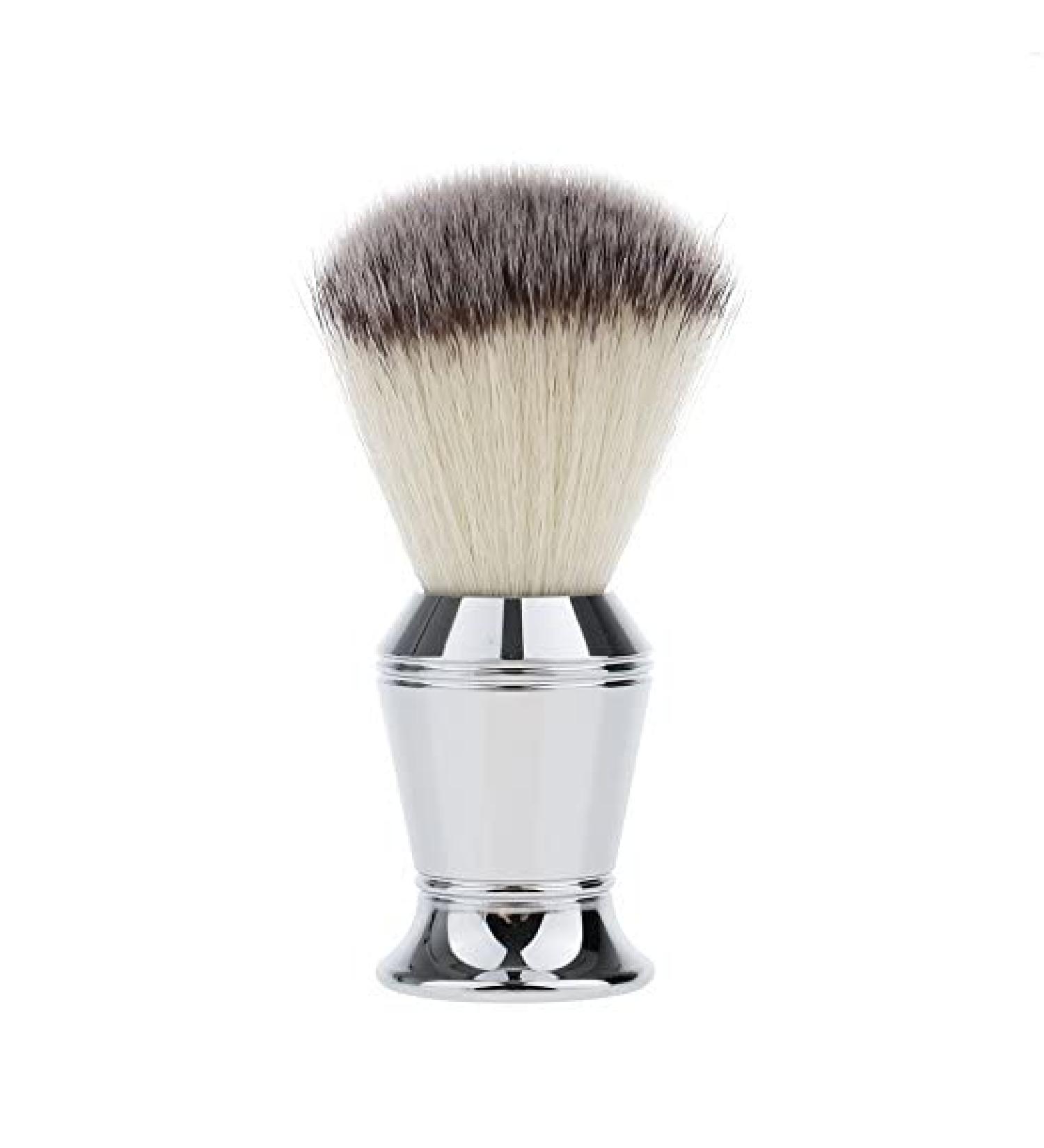 CSB Synthetic Shaving Brush for Men - Nylon Brush Knot Chrome Metal Handle - Wet Shave Brushes (Sliver)