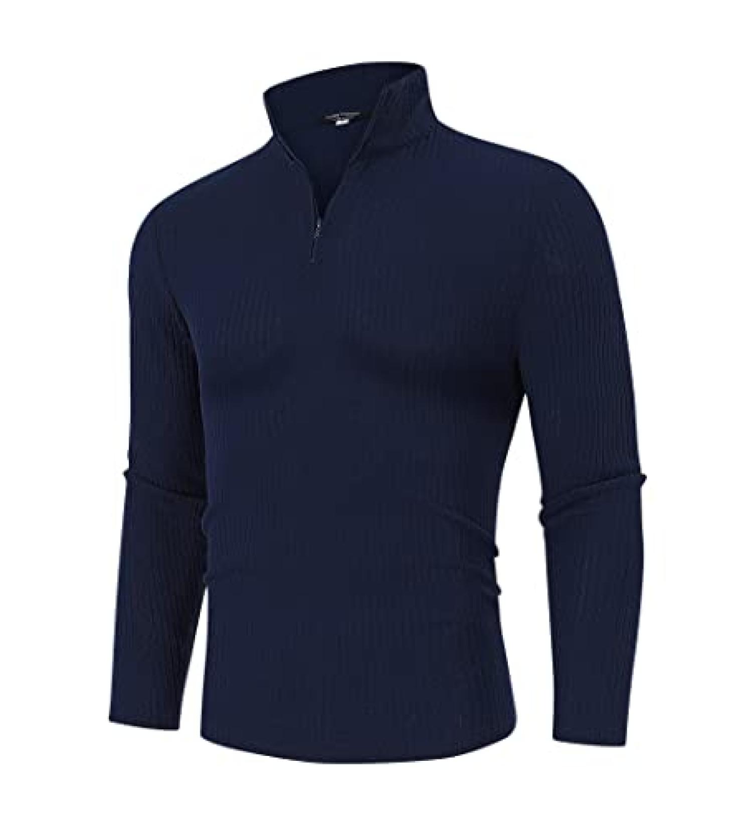 TURETRENDY Men's Blue Quarter Zip Muscle T-Shirt - Size XL - Buy Online on GoSupps.com