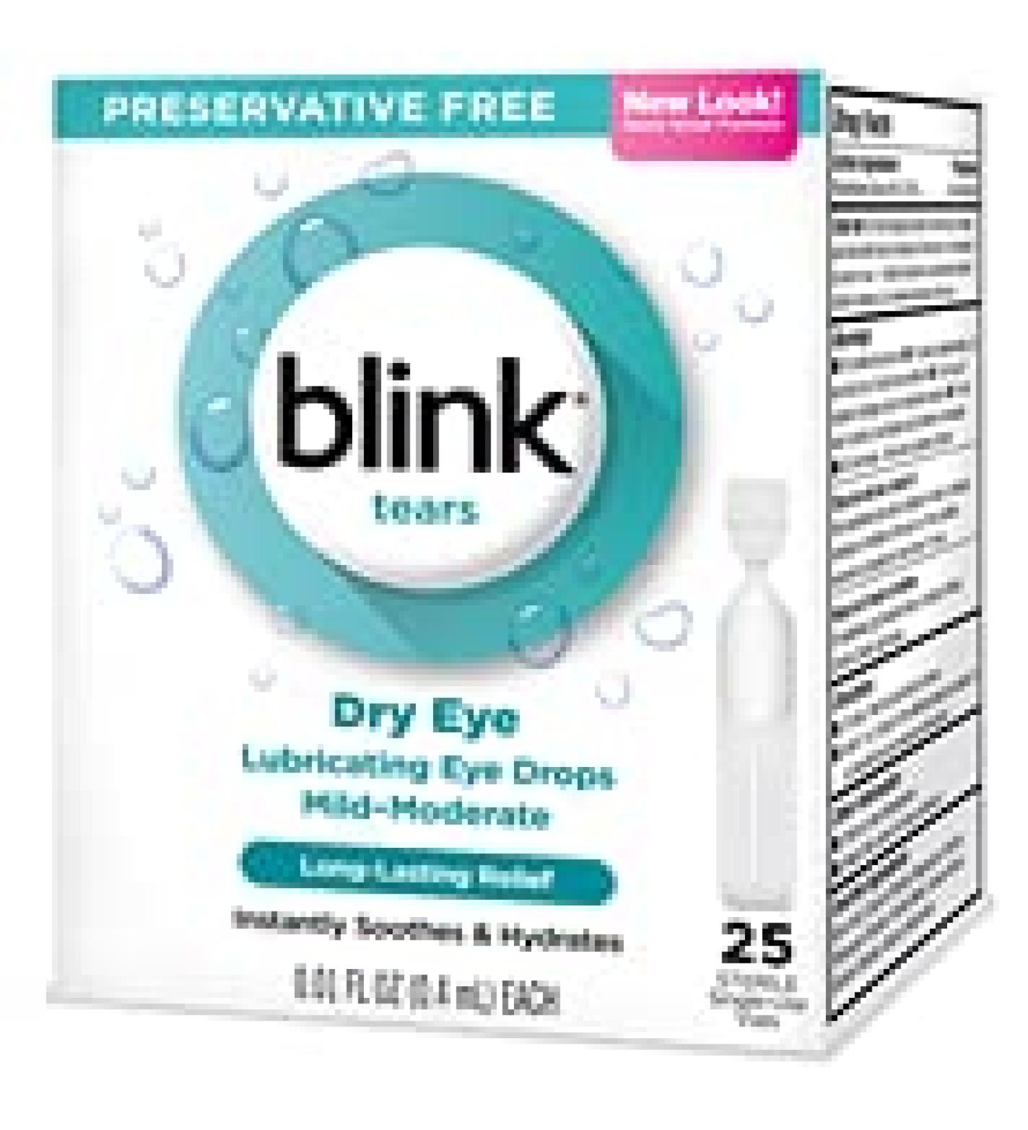 Blink Tears Lubricating Eye Drops - 25 Count for Mild to Moderate Dry Eye - Buy Online on GoSupps.com
