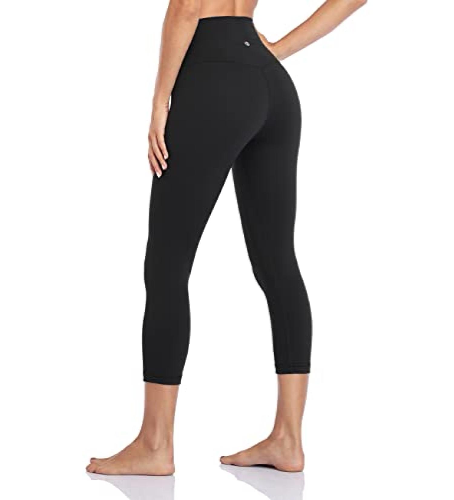 HeyNuts High Waisted Yoga Capris Leggings | Tummy Control Workout Pants | 21 Cropped Leggings - Black - Buy Online on GoSupps.com