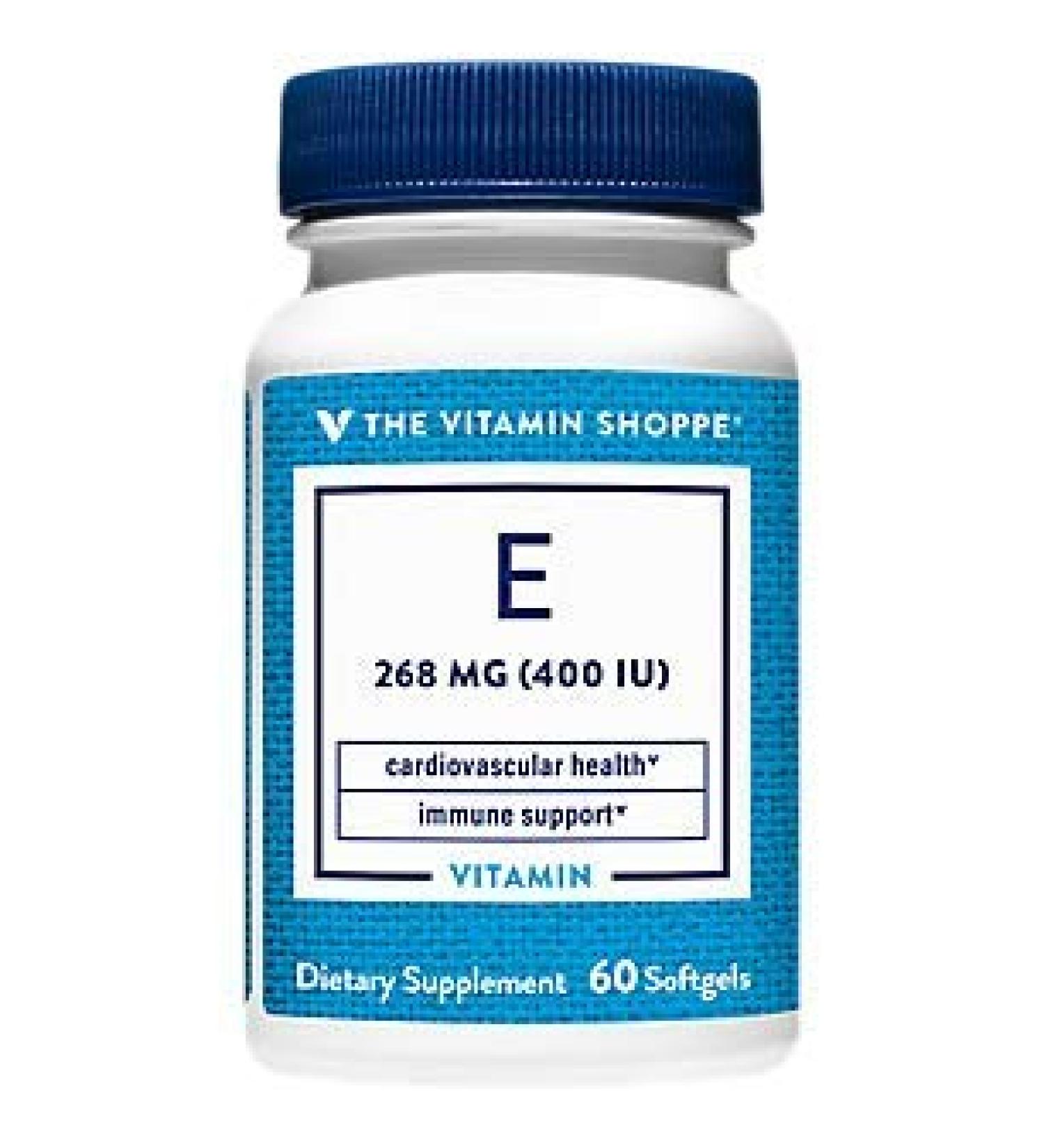 Vitamin Shoppe Vitamin E 400IU Softgels - Cardiovascular & Immune Support - 60 Count - Buy Online on GoSupps.com