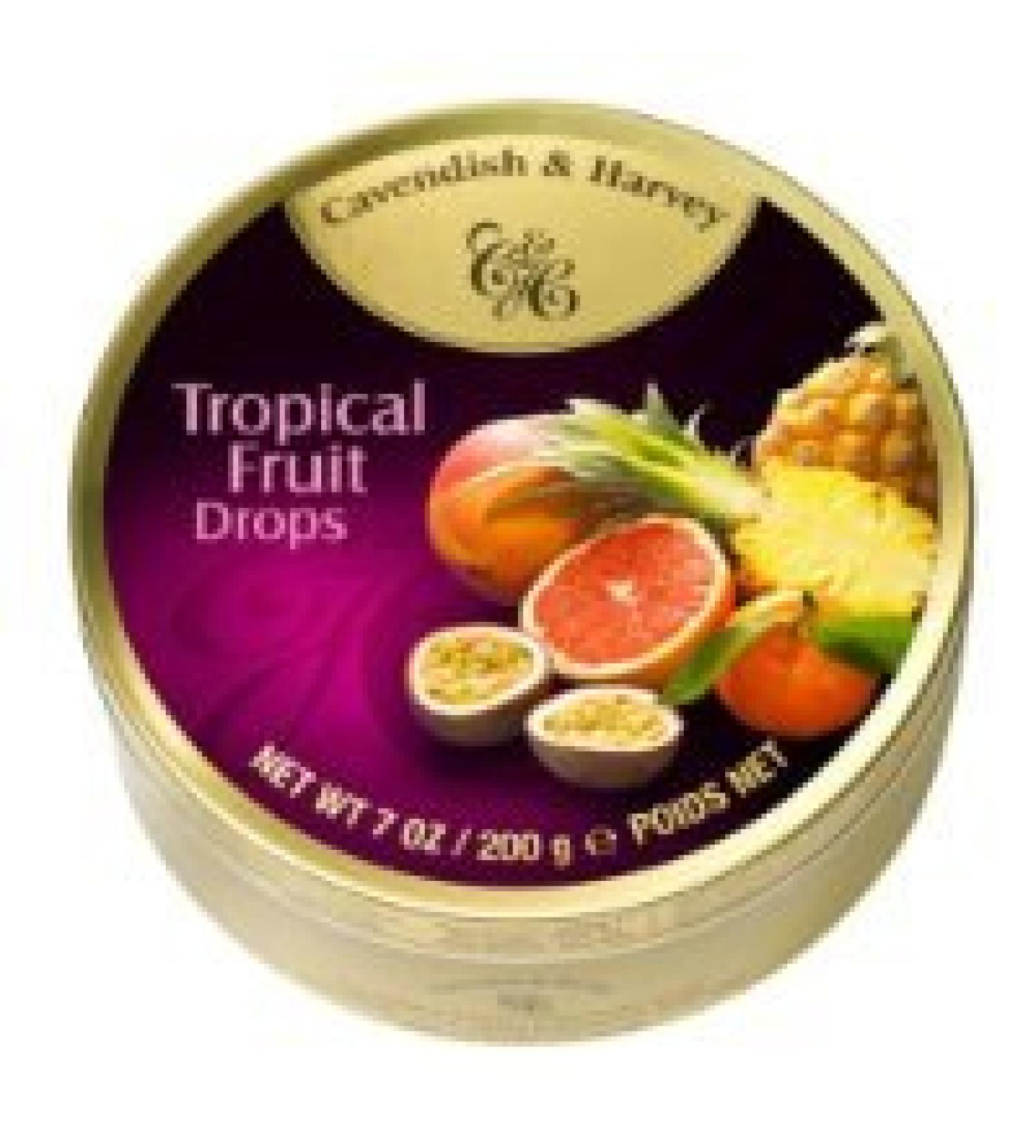 Cavendish & Harvey Tropical Fruit Drops 7 oz. Tin (1 tin)