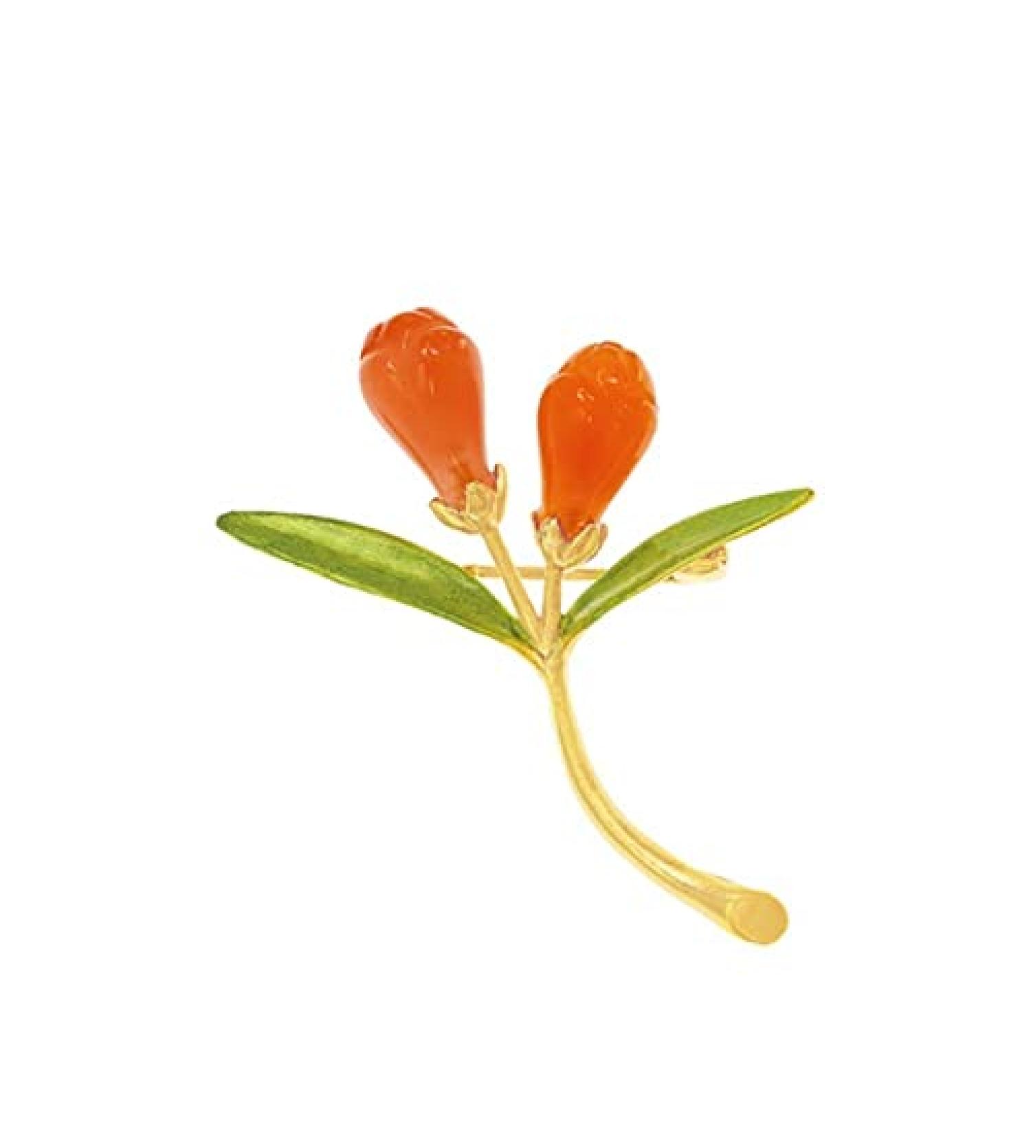Pin Jewelry Gifts for Women Ladies Elegant Accessories South Red Agate Magnolia Shape Brooch Luxury Wedding Banquet Brooch Accessories Brooches & Pins - Buy Online on GoSupps.com