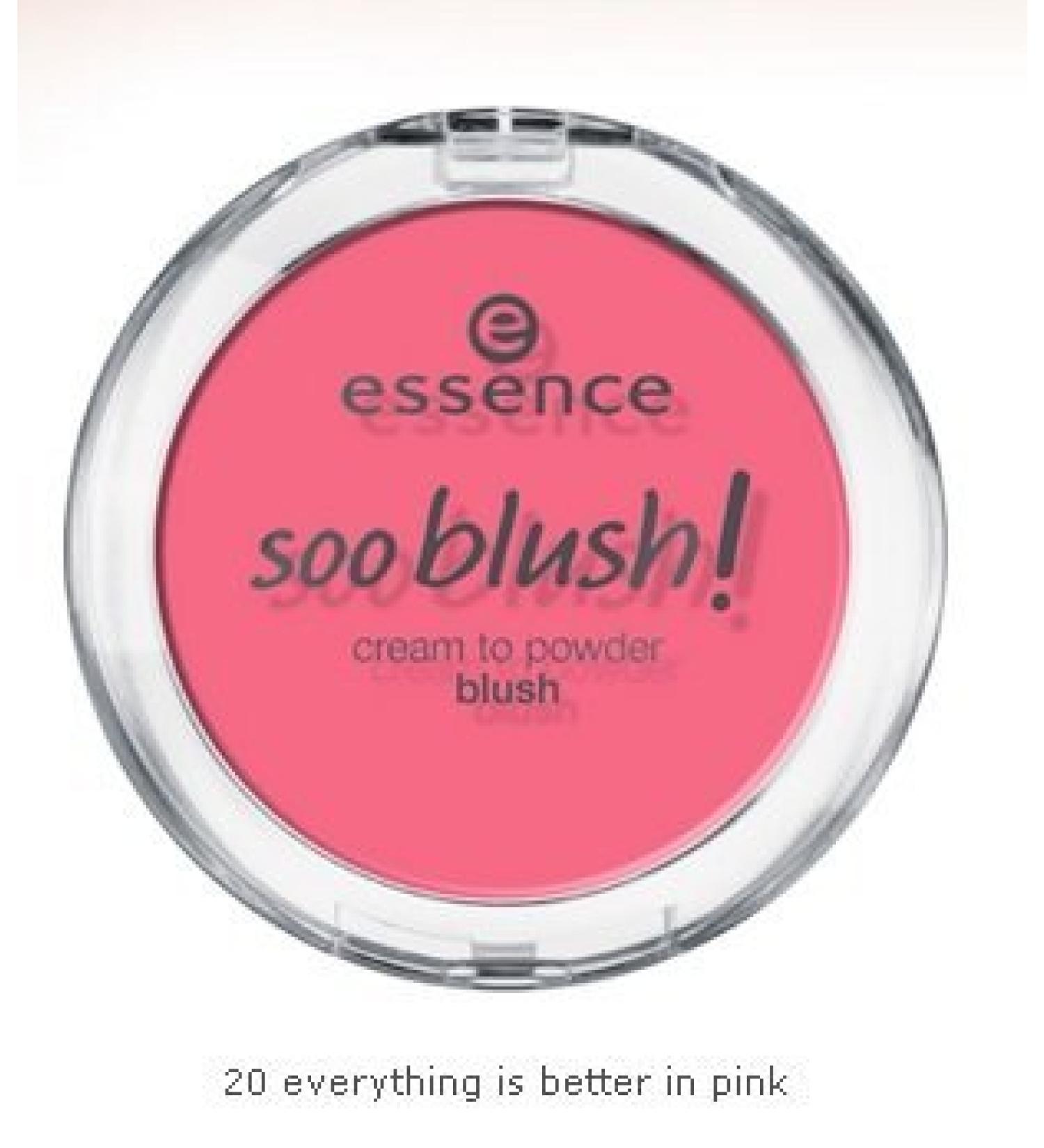 Essence Soo Blush!Cream to Powder Blush No. 20 Everything is Better in Pink Content: 4G Rouge Cream to Powder - for a natural fresh finish.Blush Powder-Cream.