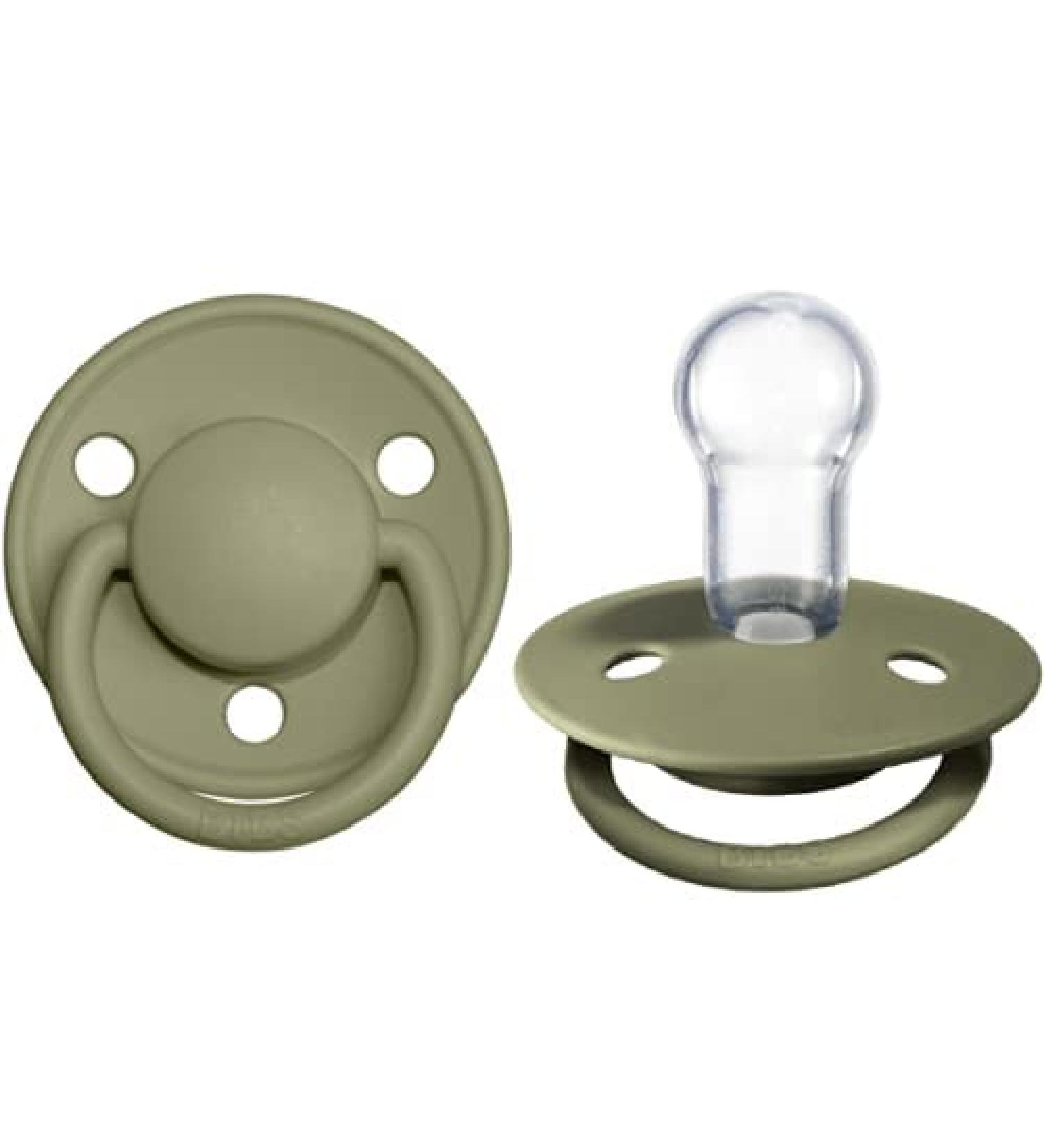 BIBS De Lux Collection Olive Pacifiers - Set of 2 | BPA-Free, Made in Denmark | Premium Baby Soothers - Size One - Buy Online on GoSupps.com