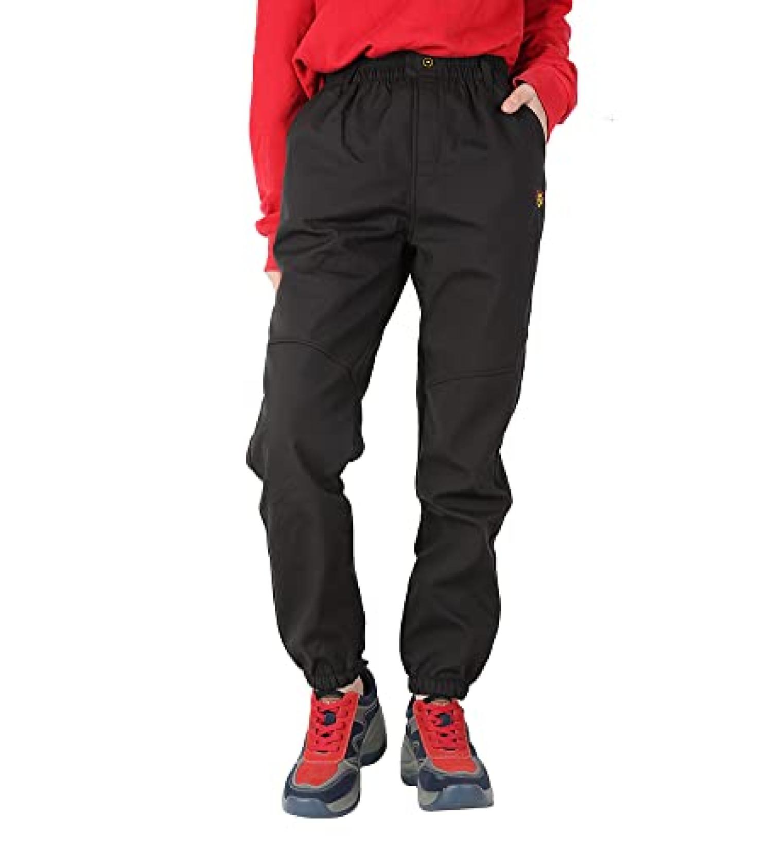 Jingle Bongala Kids Youth Waterproof Fleece-Lined Hiking Pants | Elastic Waist Snow Pants for Boys Girls | Insulated Black | Size 10-12 - Buy Online on GoSupps.com