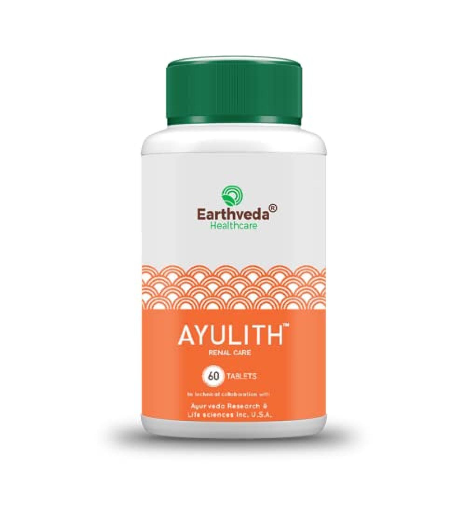 Earthveda Healthcare Ayulith Tablet for Kidney Stones and UTI - Natural Himalayan Shilajit Chandraprabhavati Gokhru Varun - 60 Tablets - Buy Online on GoSupps.com