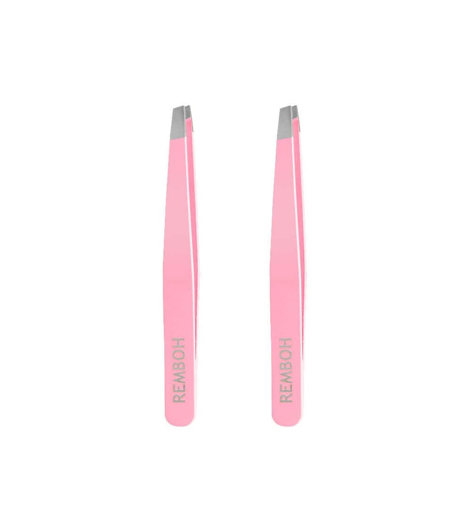 Remboh Professional Stainless Steel Slant Tweezers - Precision Eyebrow Tweezers (Pink, Pack of 2) - Buy Online on GoSupps.com