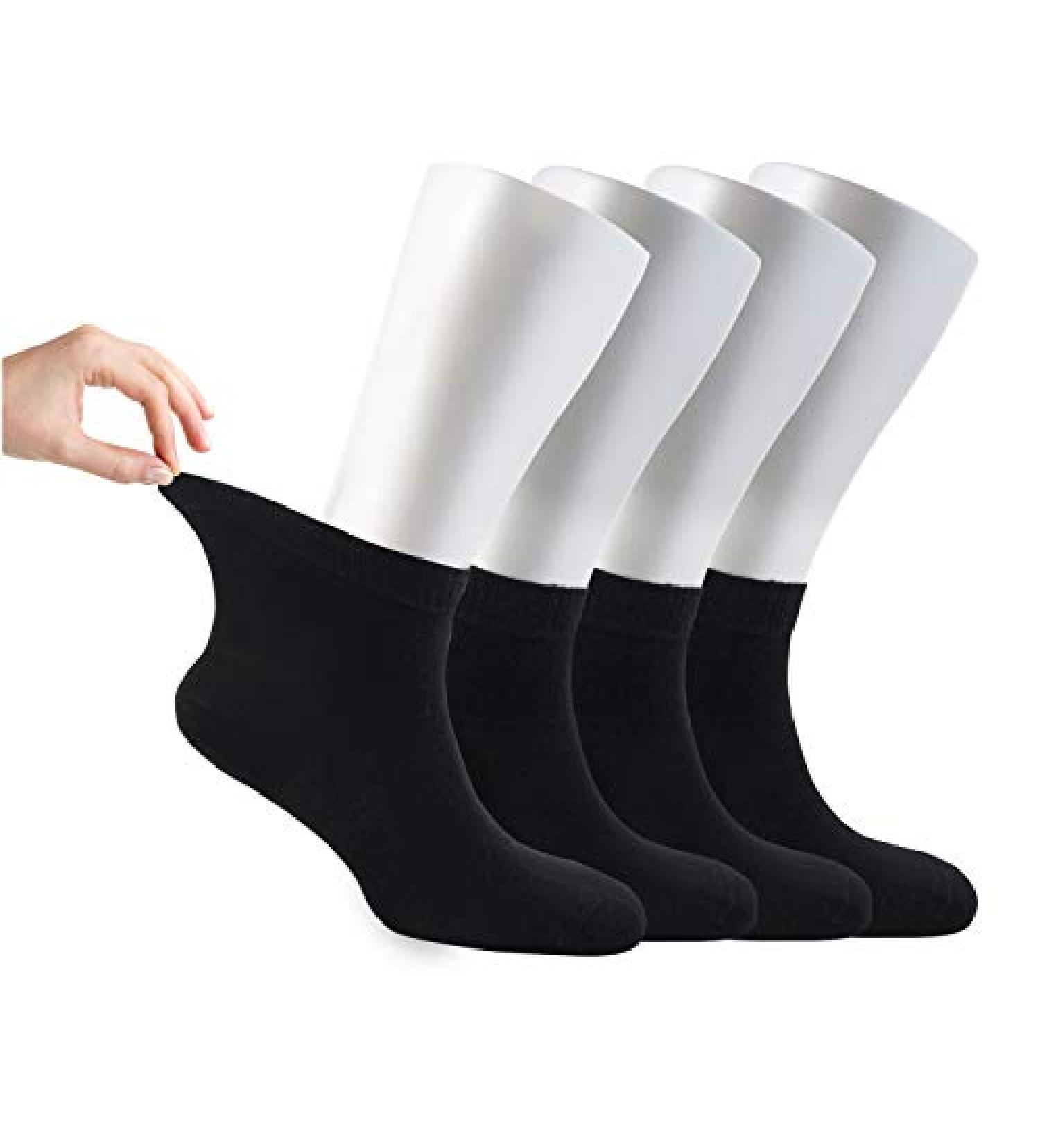 Cozyfeel Diabetic Socks Women - 4 Pairs Large Black Bamboo Ankle Socks for Neuropathy - Buy Online on GoSupps.com