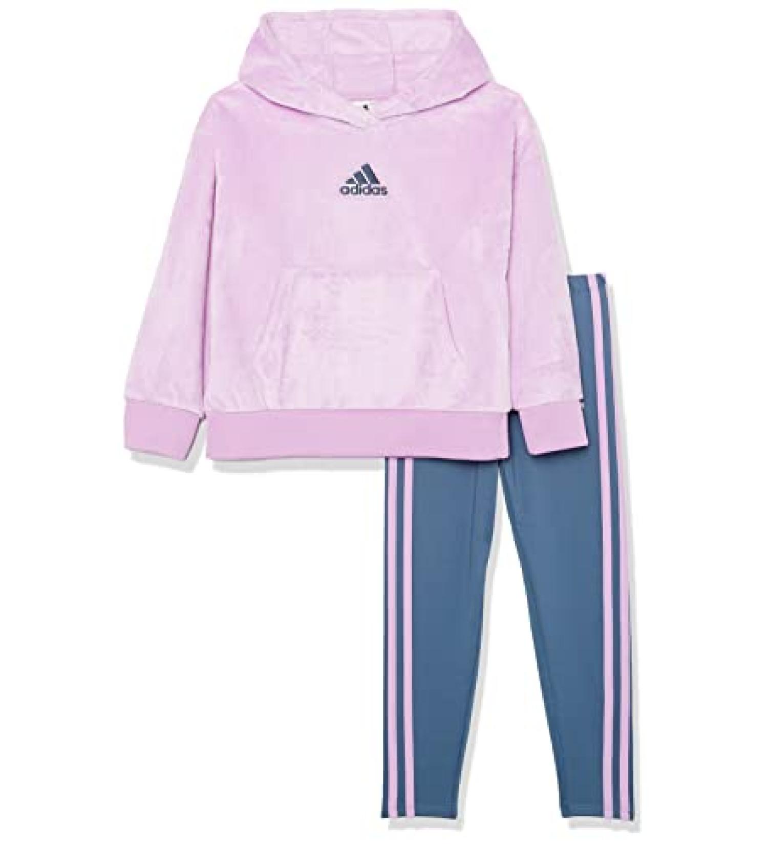 adidas Girls' 2-Piece Silken Fleece Hooded Pullover Tight Set - Bliss Lilac | Size 6 - Buy Online on GoSupps.com