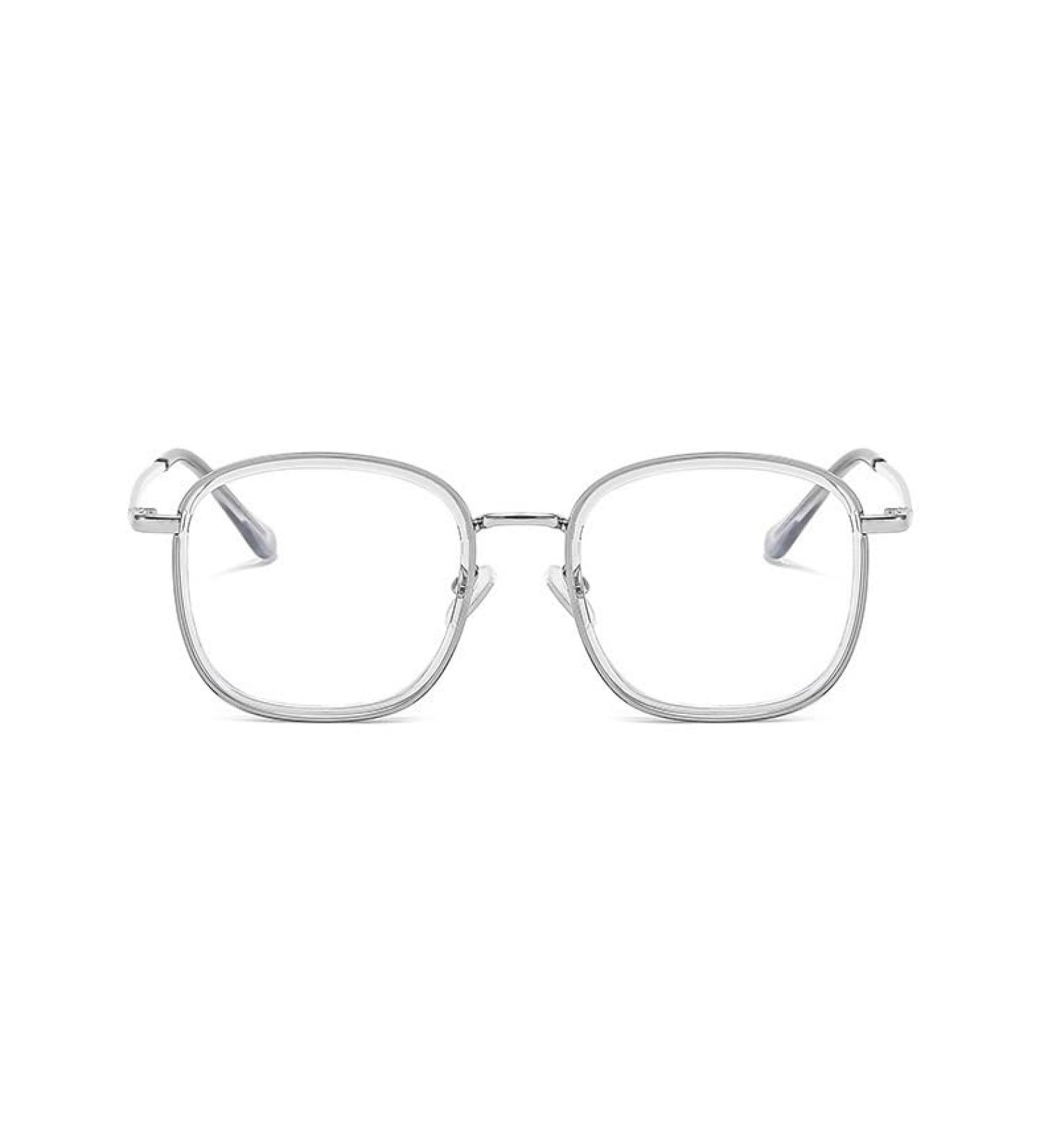 Buy TR Square Large Frame Clear Vision Blue Light Blocking Reading Glasses - Gray-Silver +0.00 | International Shipping Available - Buy Online on GoSupps.com