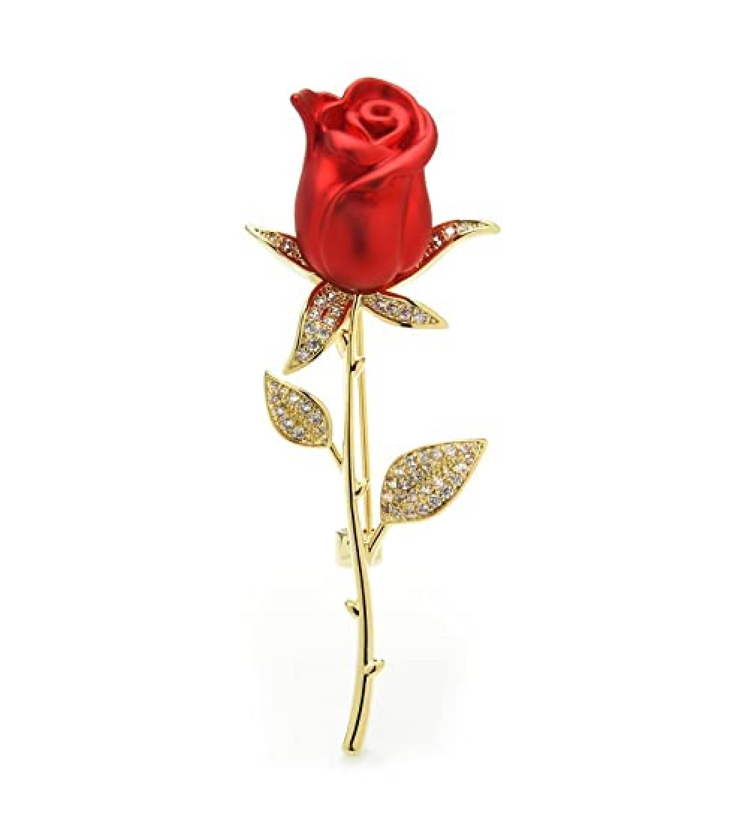 Pin Jewelry Gifts for Women Ladies Fashion Accessories Ladies Elegant Red Rose Flower Brooch Classic Party Brooch Rose Shaped Brooch Brooches & Pins - Buy Online on GoSupps.com