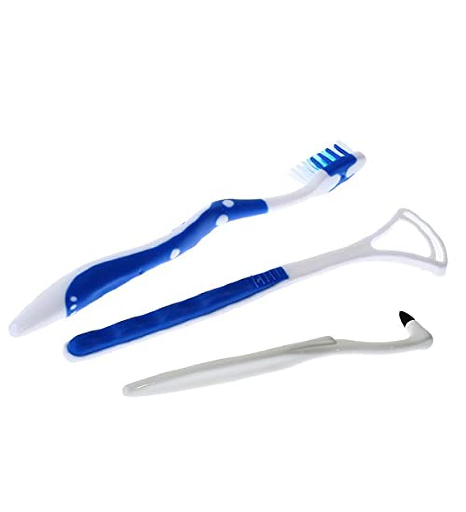 Mouth set tongue cleaning rubberized toothbrush