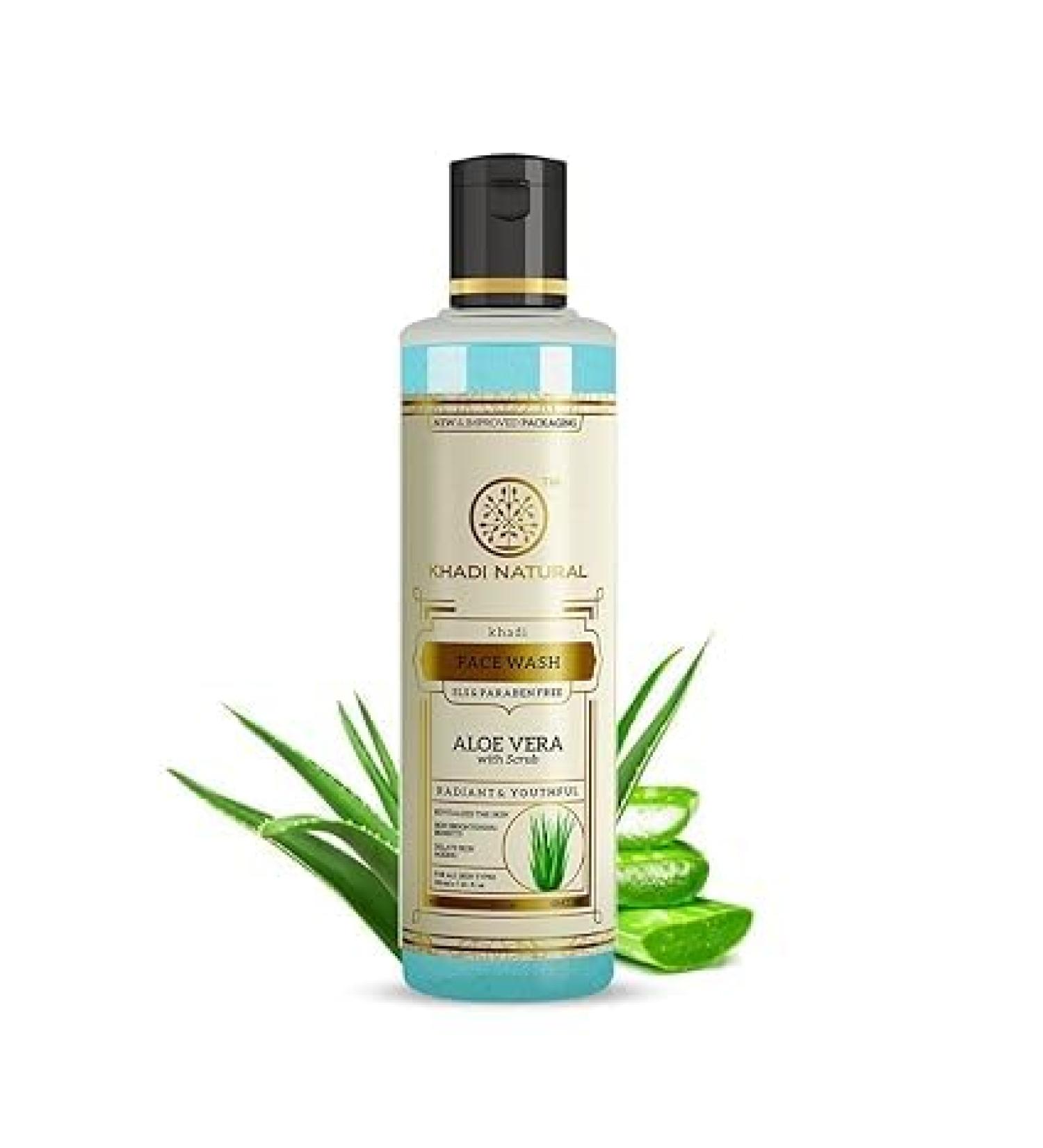 Aloe Vera Face Wash with Scrub | Anti-Aging Face Wash for Younger-Looking Skin | Paraben & SLS Free | Gentle Exfoliating Cleanser for All Skin Types | 210ml - Buy Online on GoSupps.com