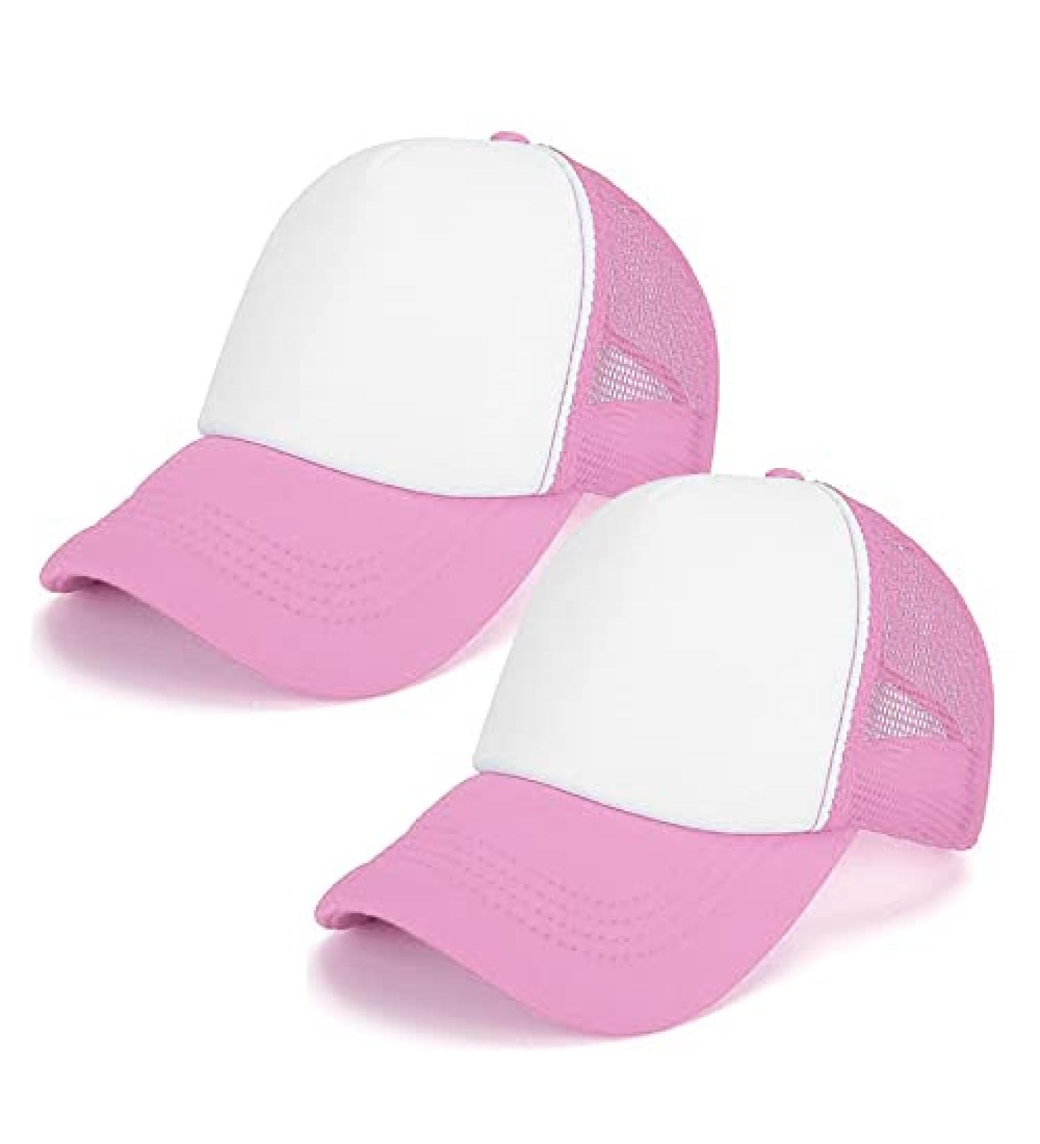 LYHLYA 2-Piece Sublimation Blank Polyester Mesh Trucker Caps in Pink | Adjustable Snapback | Unisex Adult - Buy Online on GoSupps.com