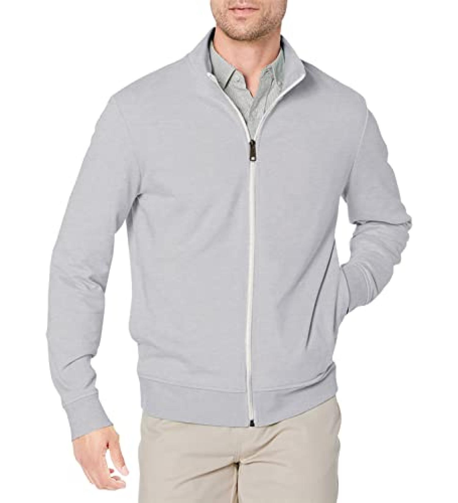 Amazon Essentials Men's Lightweight French Terry Full-Zip Mock Neck Sweatshirt - X-Large, Light Grey Heather - Buy Online on GoSupps.com