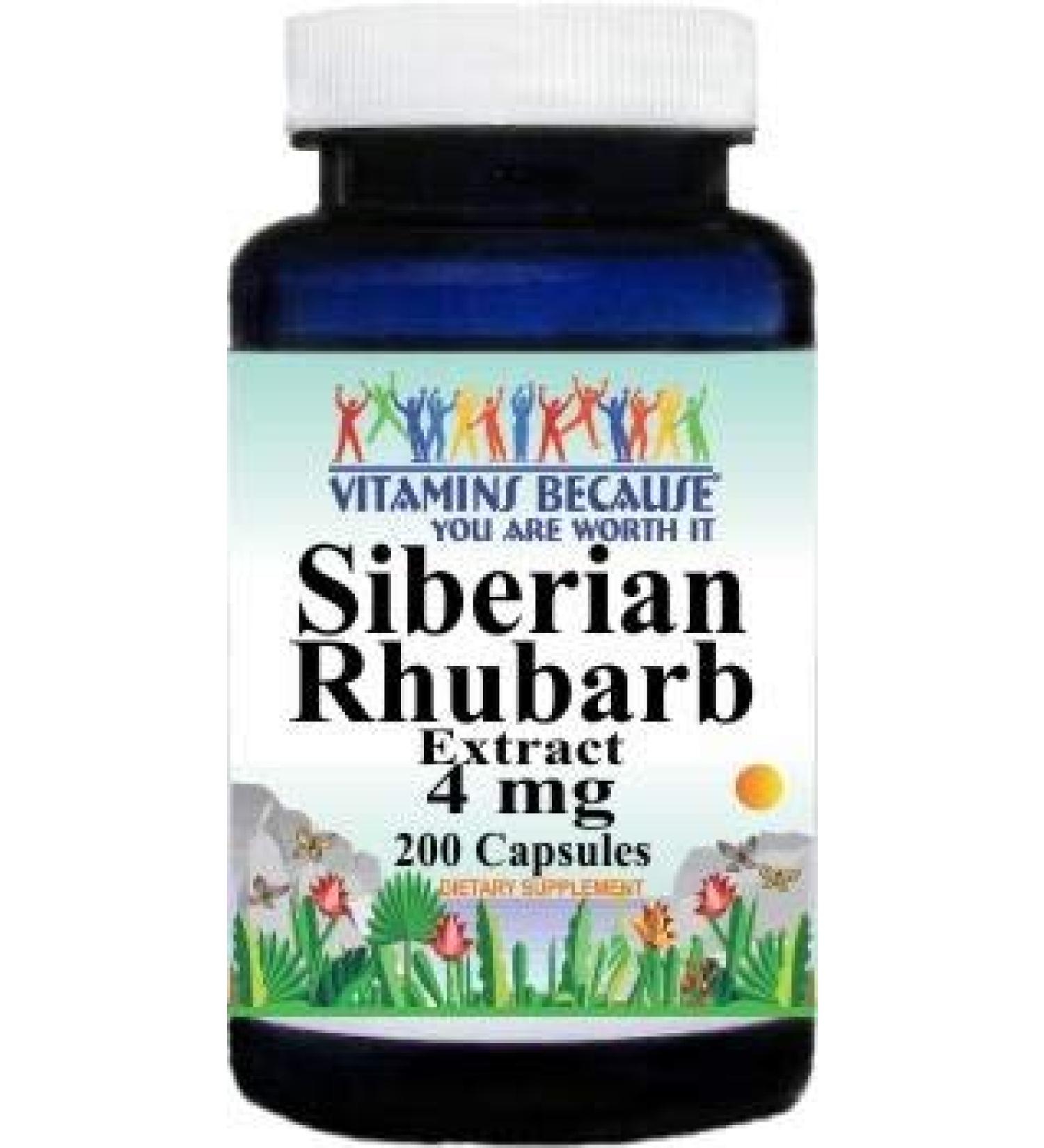 Siberian Rhubarb Extract 4mg 200 Capsules Vitamins Because