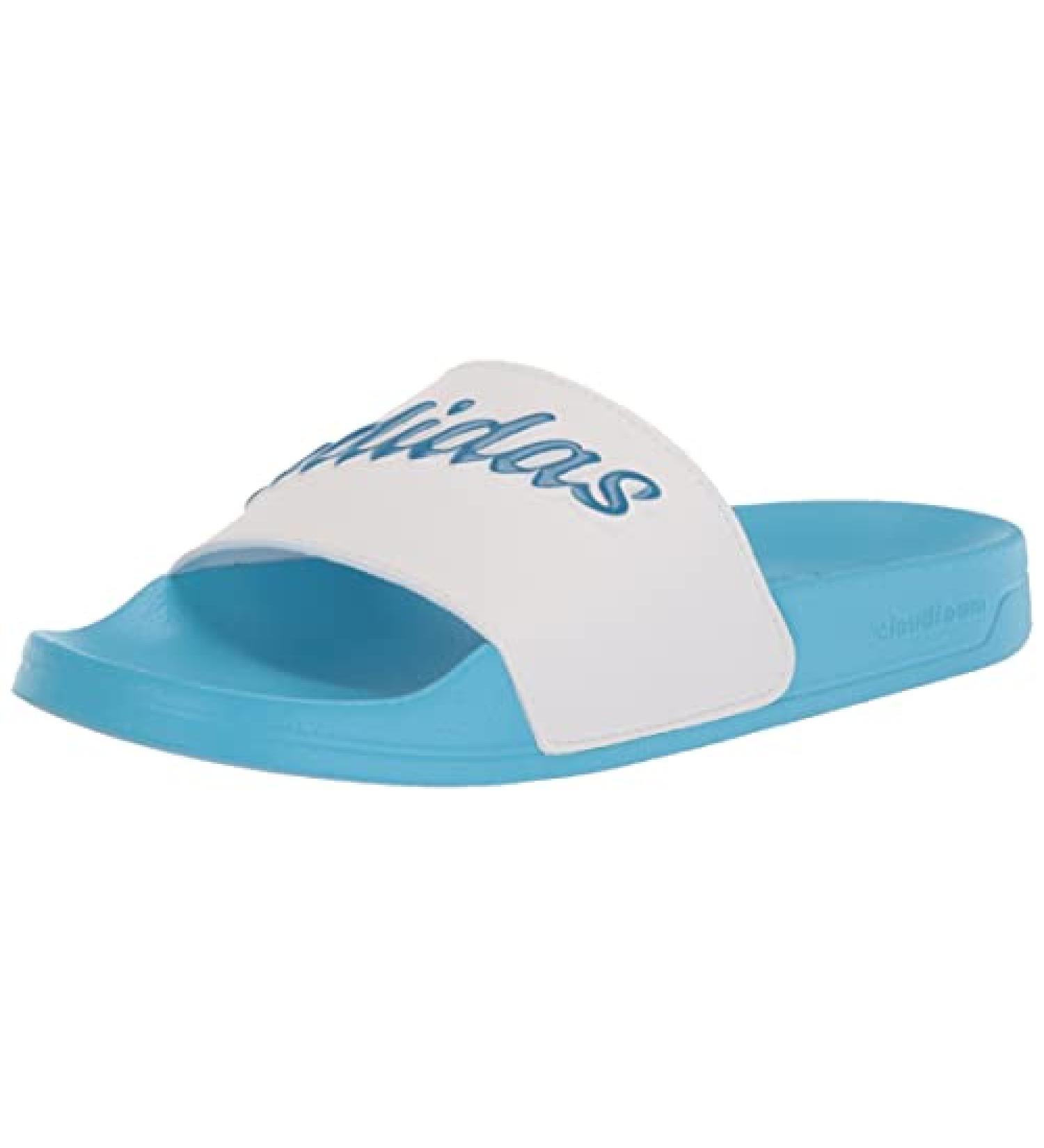 adidas Women's Adilette Slides Sandal 9 - White/Blue Rush Met/Sky Rush - Buy Online on GoSupps.com