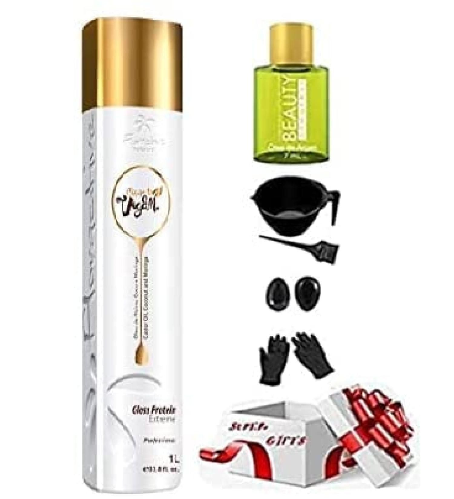 FLORACTIVE Vegan Gloss Protein Extreme 1L Brazilian Keratin Treatment | One Step Nanoplastia | Progressive Brush Straightening | Smoothing System | Volume Reducer | Free $30 Gifts - Buy Online on GoSupps.com