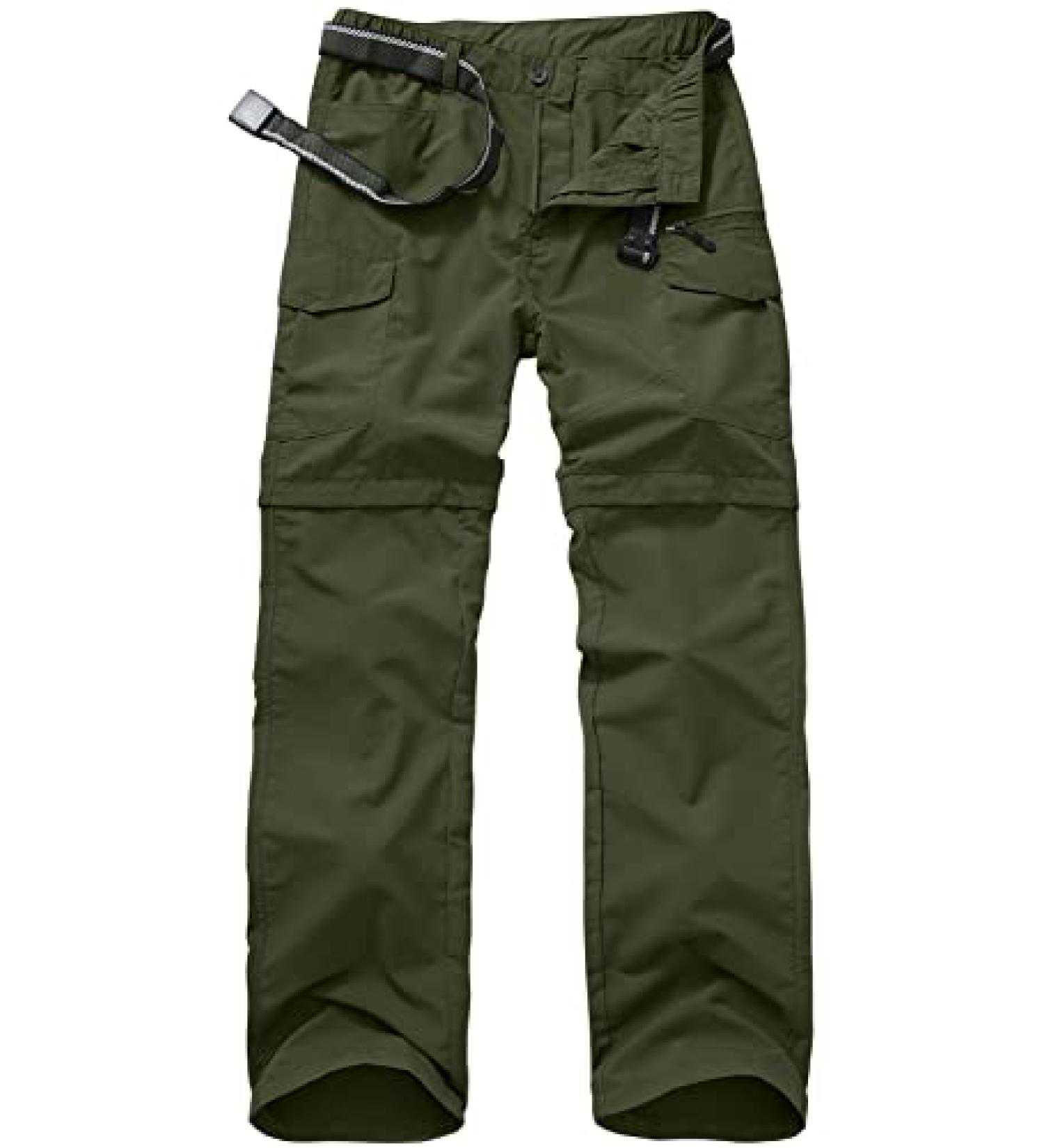 Men's Convertible Zip Off Hiking Pants - Quick Dry Lightweight Cargo Travel Safari Pants 6055 Army Green 30 - Buy Online on GoSupps.com