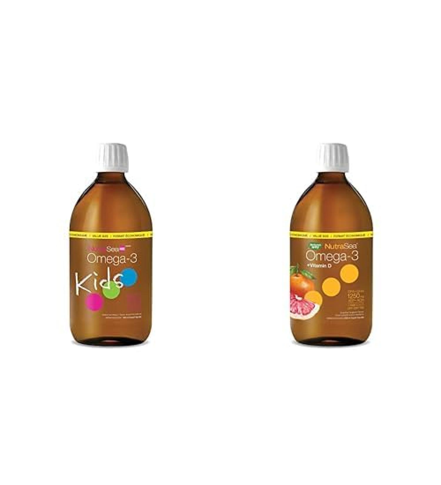 Nature's Way NutraSea Kids Omega 3 Supplement and Omega-3 and Vitamin D Fish Oil Supplement for Healthy Heart and Brain Strong Bones and Teeth and Immune System Support