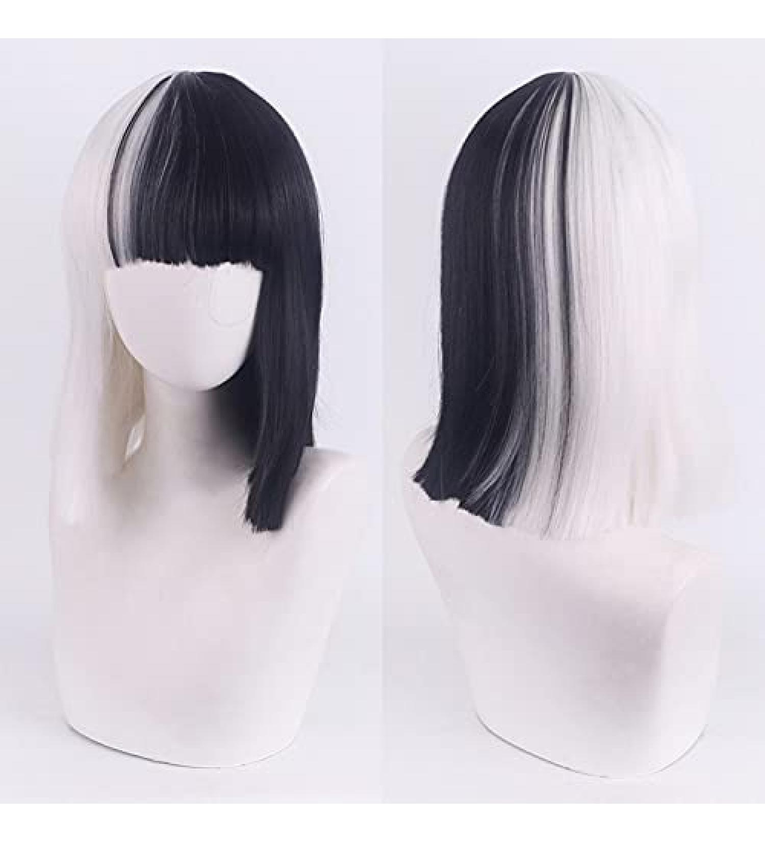 Shop Halloween Fashion: Cruella de Vil Black & White WIG - Short Curly 40cm Party Dress Up - Buy Online on GoSupps.com