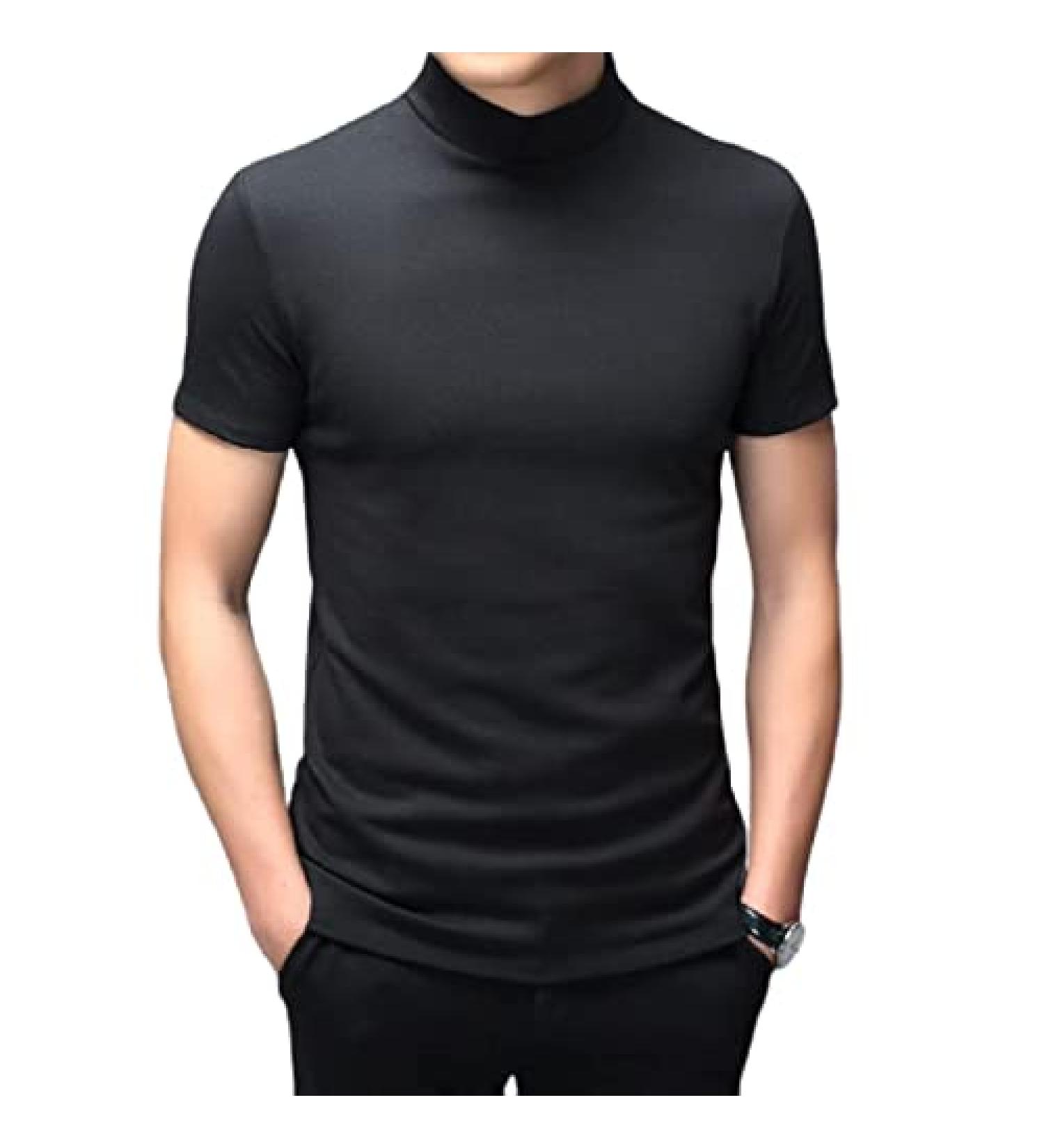 Rela Bota Men's Short Sleeve Turtleneck Thermal T-Shirt, Slim Fit Undershirt - Black, Medium - Buy Online on GoSupps.com