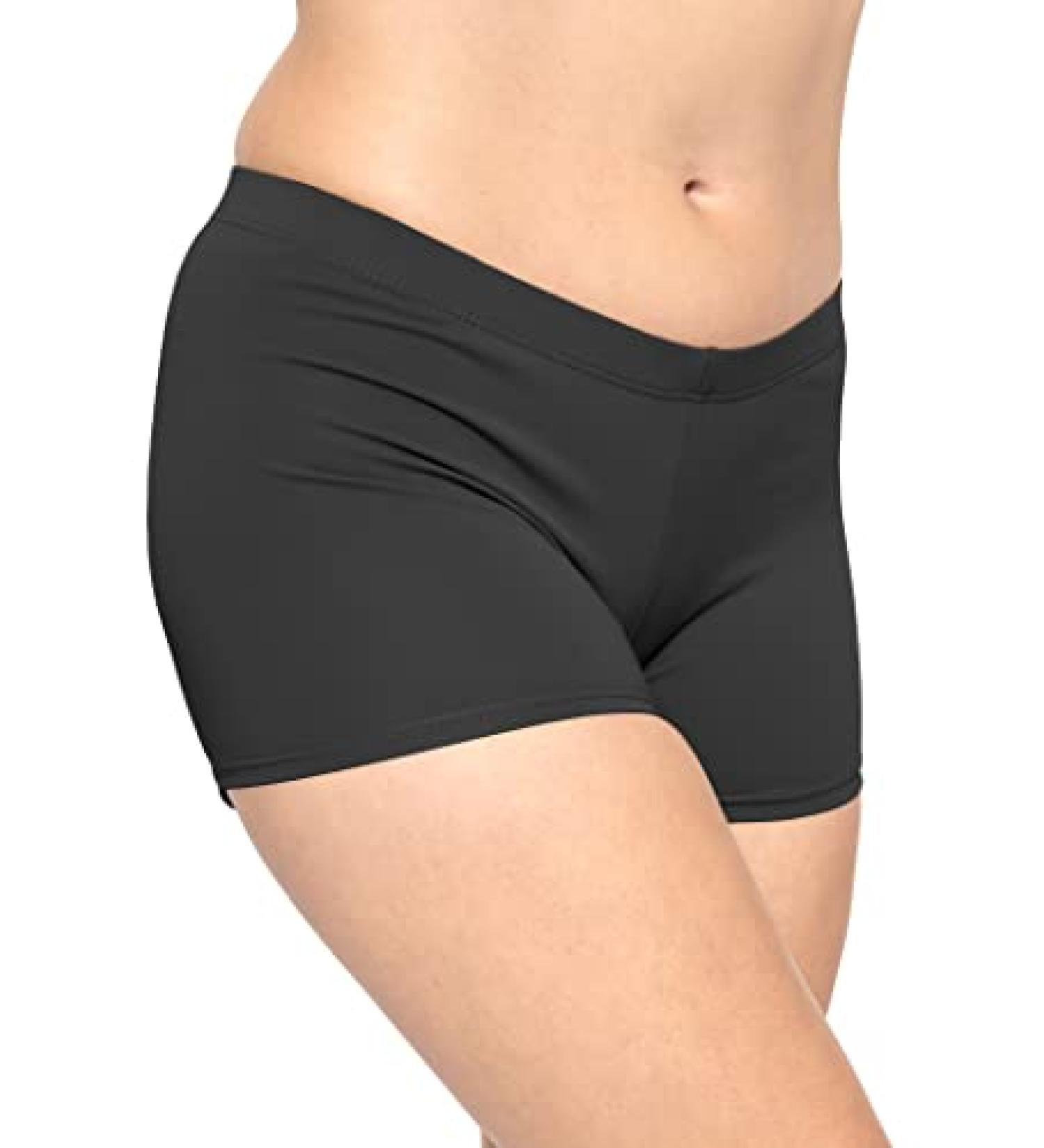 Stretch is Comfort Women's & Plus Size Nylon Booty Shorts | XS-3X | 2.5 Inseam | Black - Buy Online on GoSupps.com