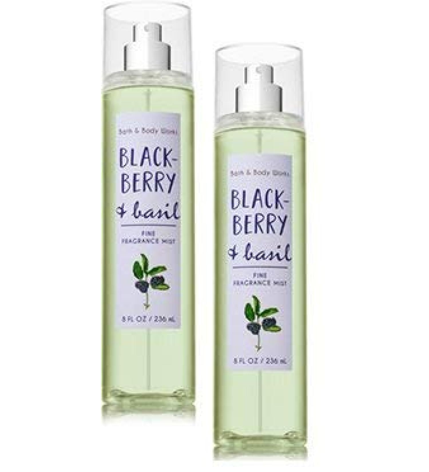 Bath and Body Works 2 Pack Blackberry & Basil Fine Fragrance Mist. 8 Oz.