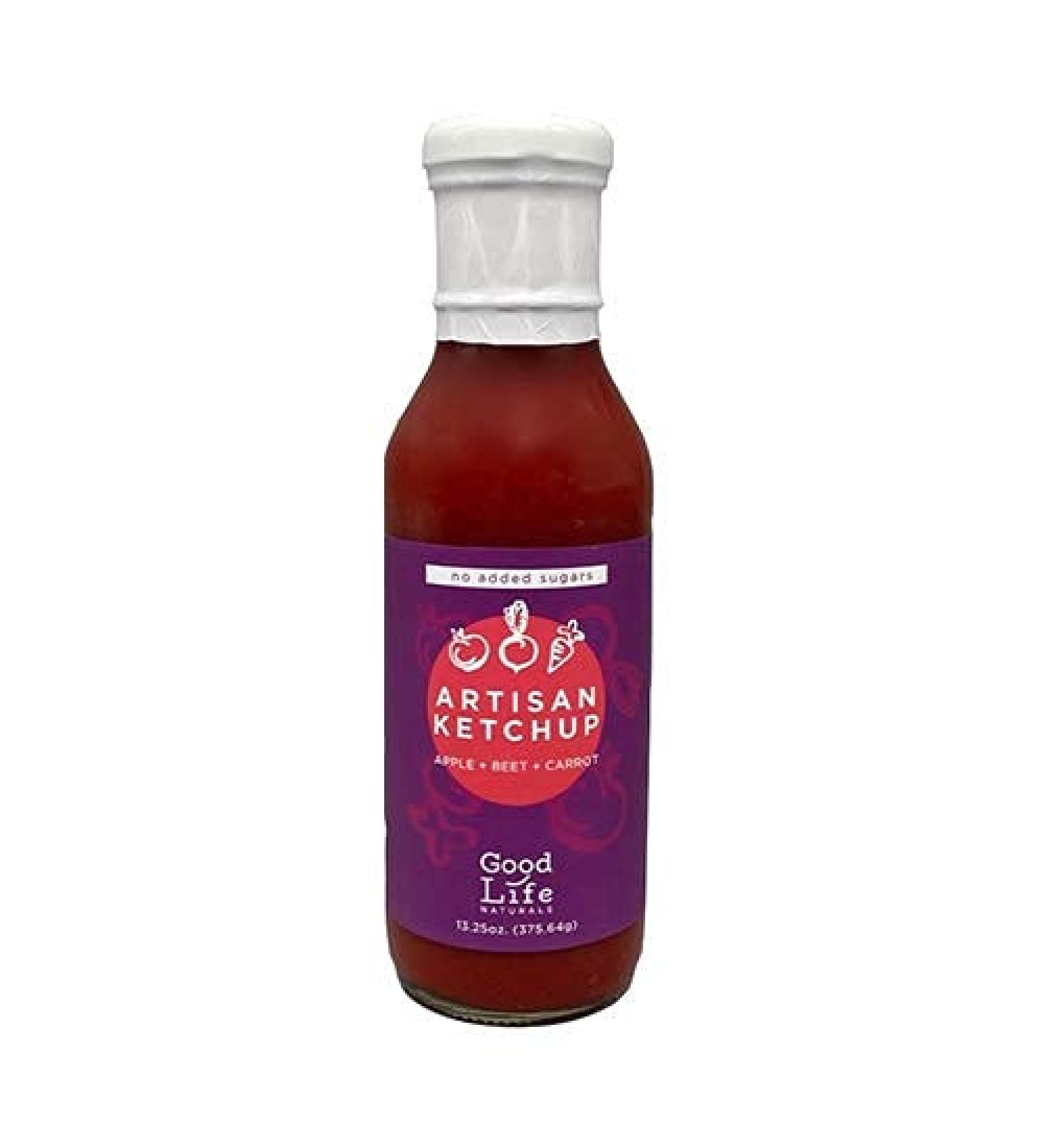 Good Life Naturals Tomato-Free Beet Ketchup | Reduced Sugar & Sodium | Non-GMO, Gluten & Fat-Free | Apple, Carrot Crafted | No Artificial Flavoring | Naturally Sweetened - 1 Count - Buy Online on GoSupps.com