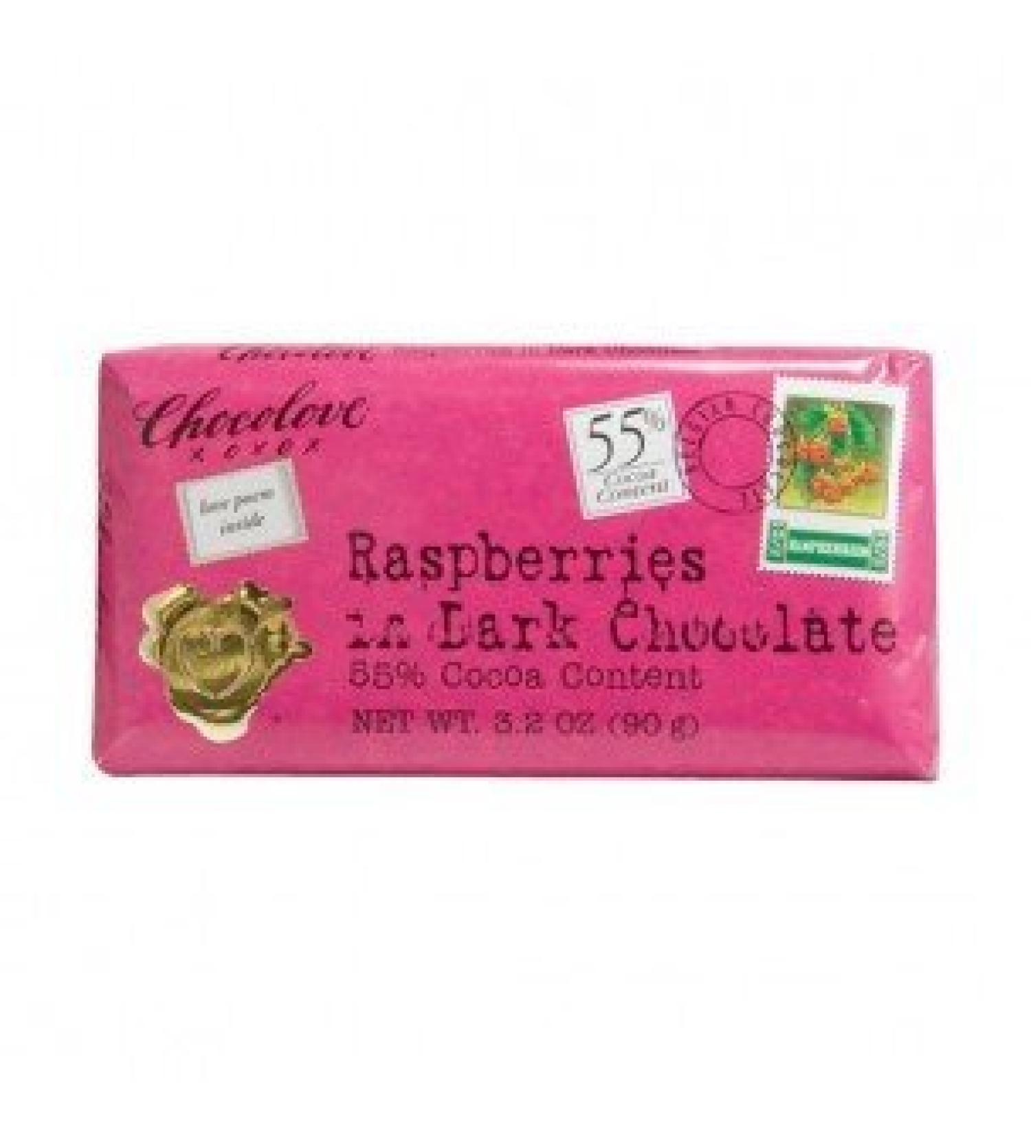 Chocolove Raspberries in Dark Chocolate 55% Cocoa 3.1 oz (88 g)