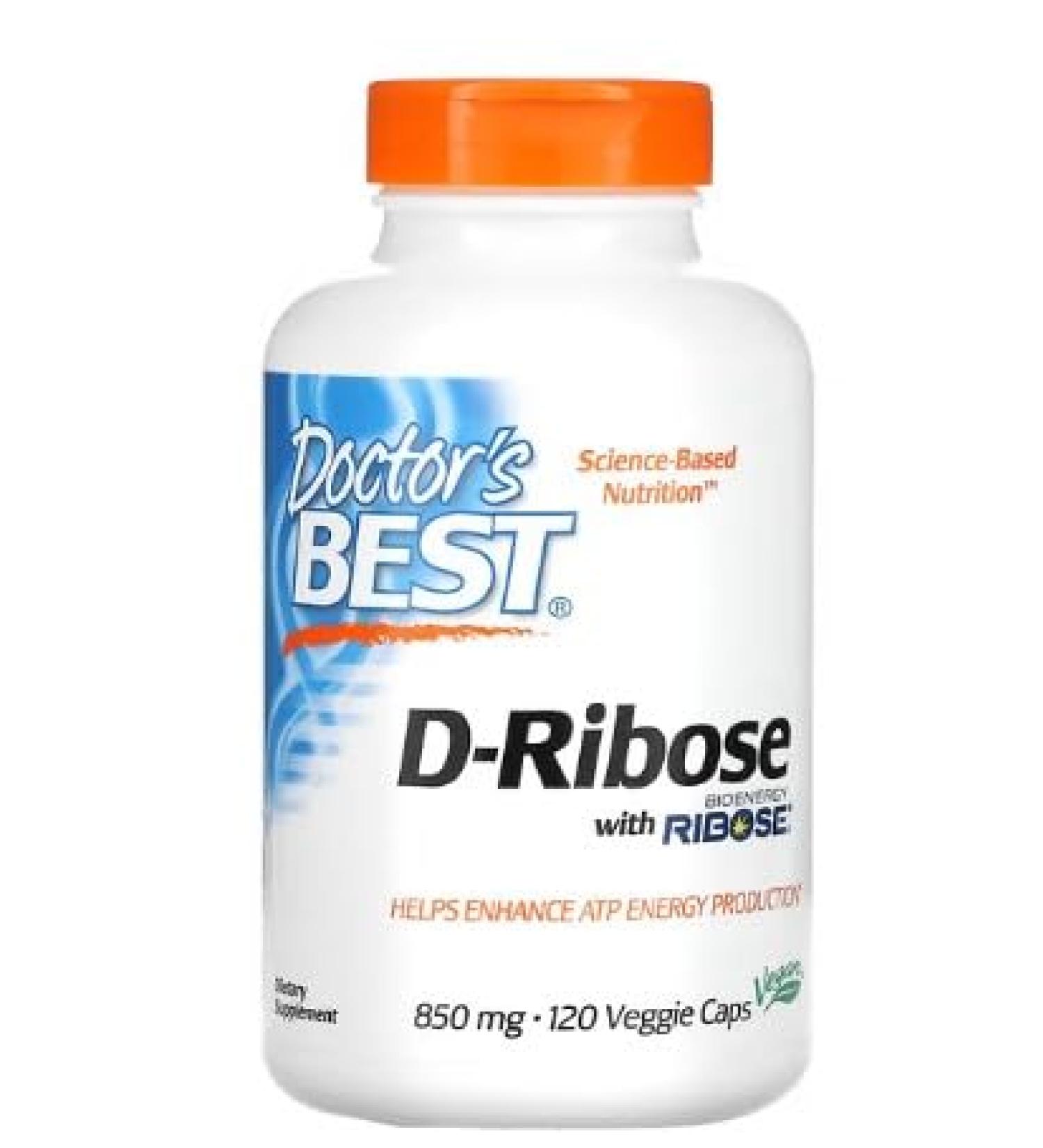 Doctor's Best D-Ribose 850mg - 120 Vegetable Capsules | Natural Energy | Cardiovascular Support - Buy Online on GoSupps.com