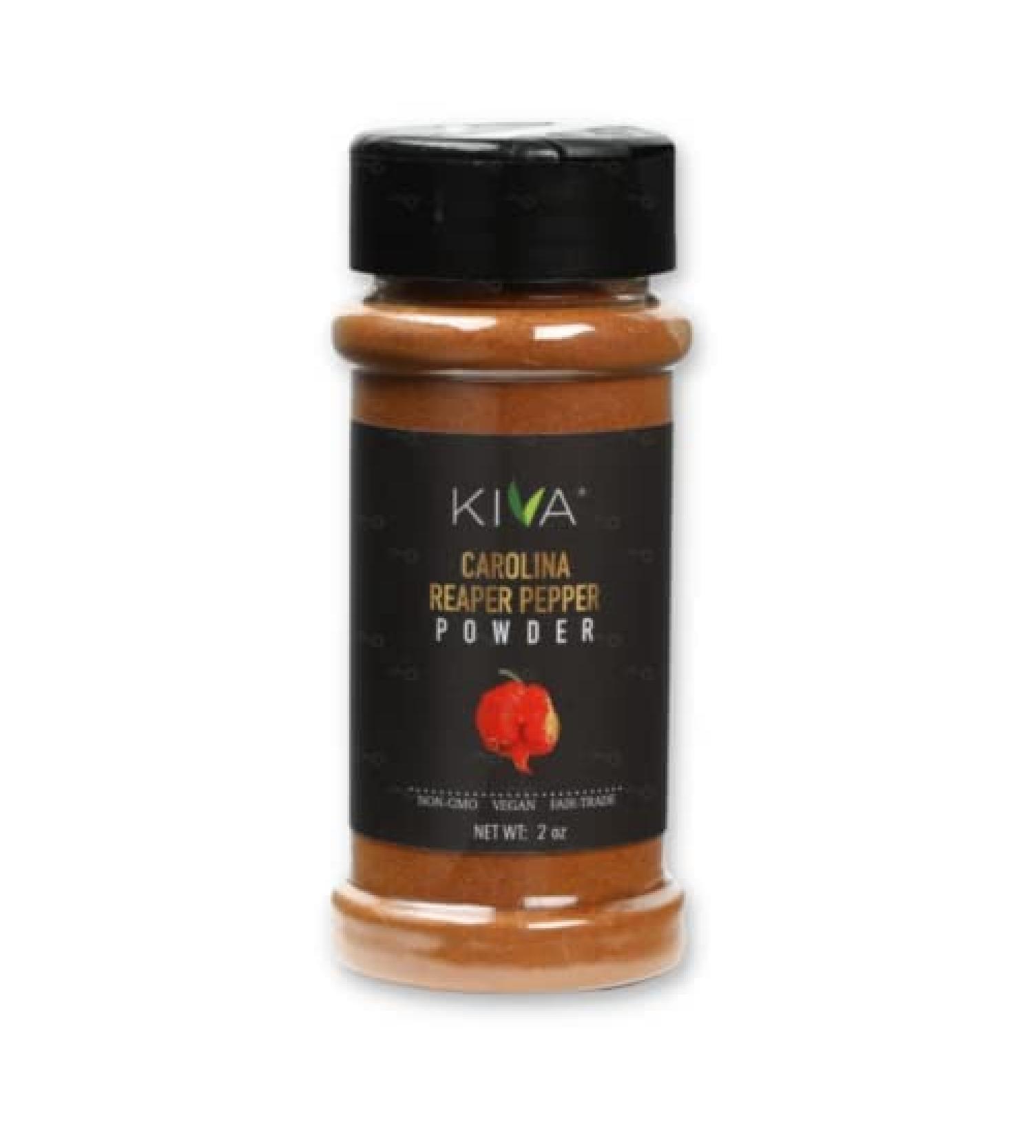 Kiva Carolina Reaper Chili Pepper Powder - Hottest Pepper on Earth - Non GMO Vegan Fair Trade - 2 oz Bottle - Buy Online on GoSupps.com