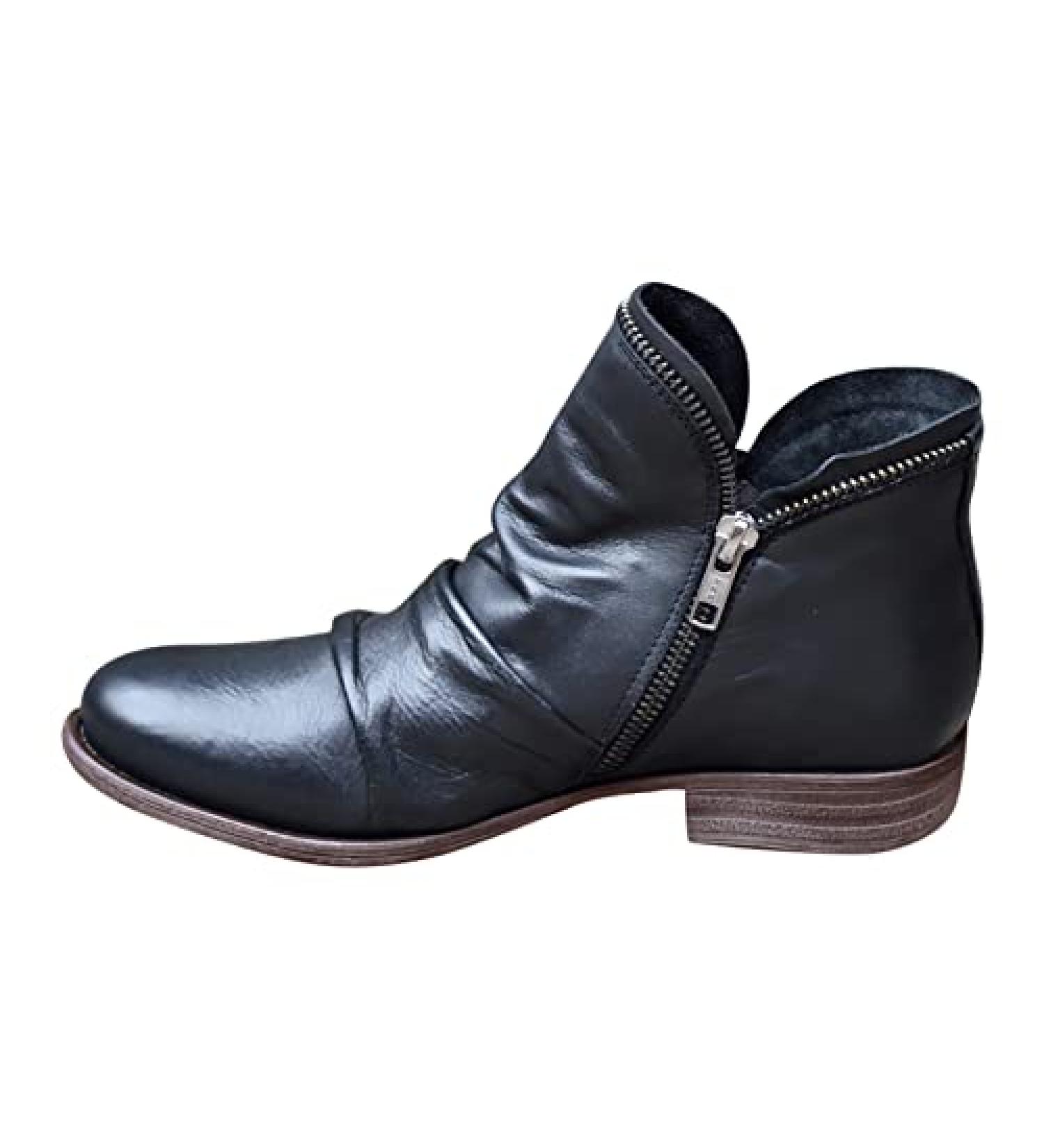 Women's Orthopedic Ankle Boots with Arch Support | Comfortable Leather Wedge Booties - Black, Size 7 - Buy Online on GoSupps.com